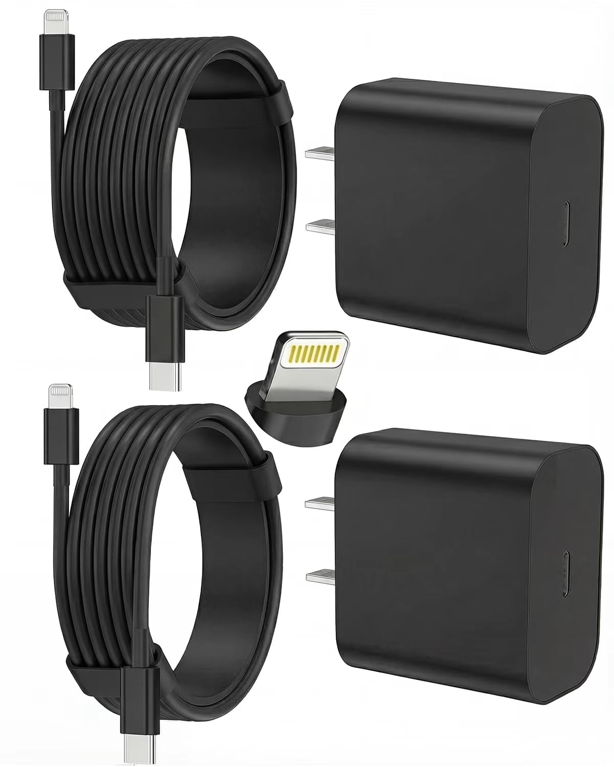 iPhone Charger Fast Charging, USB C Charger Block, 6FT/10FT Lightning Cable | For Apple iPhone 14/13/12/11 Series, 2-Pack USB C to Lightning Cables, AirPods with Lightning Charging Case,Black