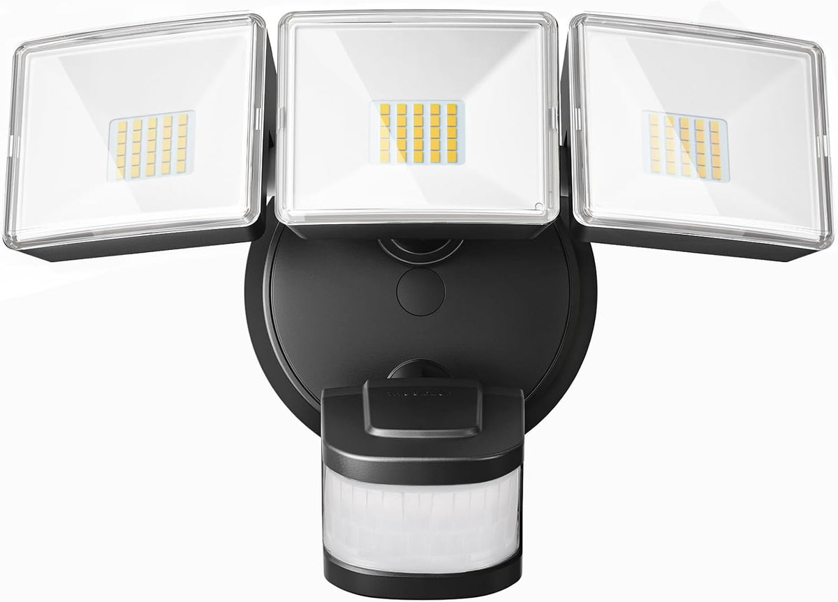 OREiN 4500LM Motion Sensor Outdoor Flood Light for Home Security, Bright Without Glare, 180° Wide Angle 50FT Range, 3 Modes Dusk to Dawn LED Light for Garage Yard Driveway (Hardwired)