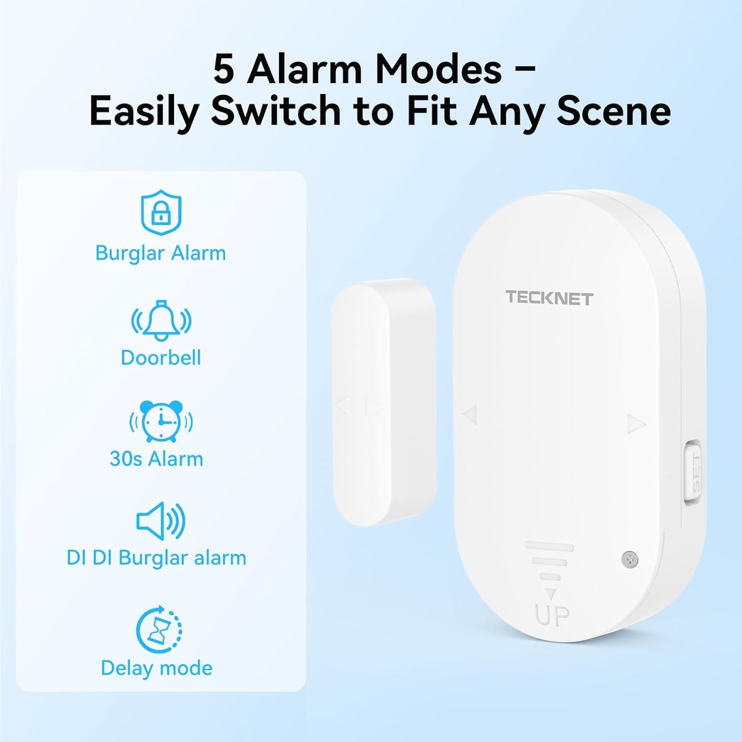 TECKNET Door Alarms for Kids Safety, Door Alarms When Opened, Two-Way Door and Window Alarm Door Alarm for Home Security, 2-in-1 Alarm & Chime, 3-Level Volume Control, Door Sensor Alarm (3 Pack)