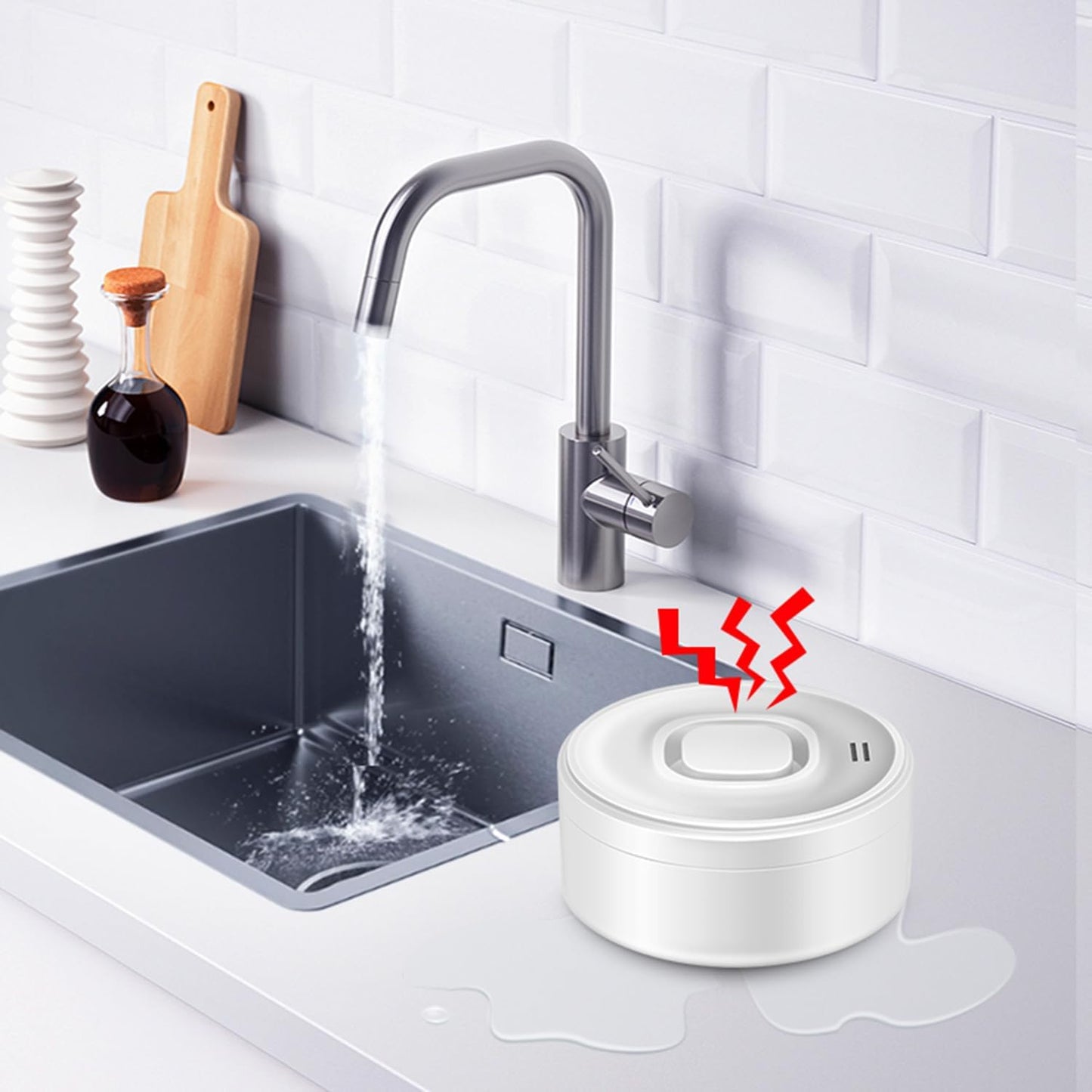 WiFi Water Leak Detector: Smart Water Sensor with 100dB Adjustable Alarm & App Notification, Water Leakage & Low Water Level Monitoring, Water Detector Alarm for Kitchen, Bathroom, Basement