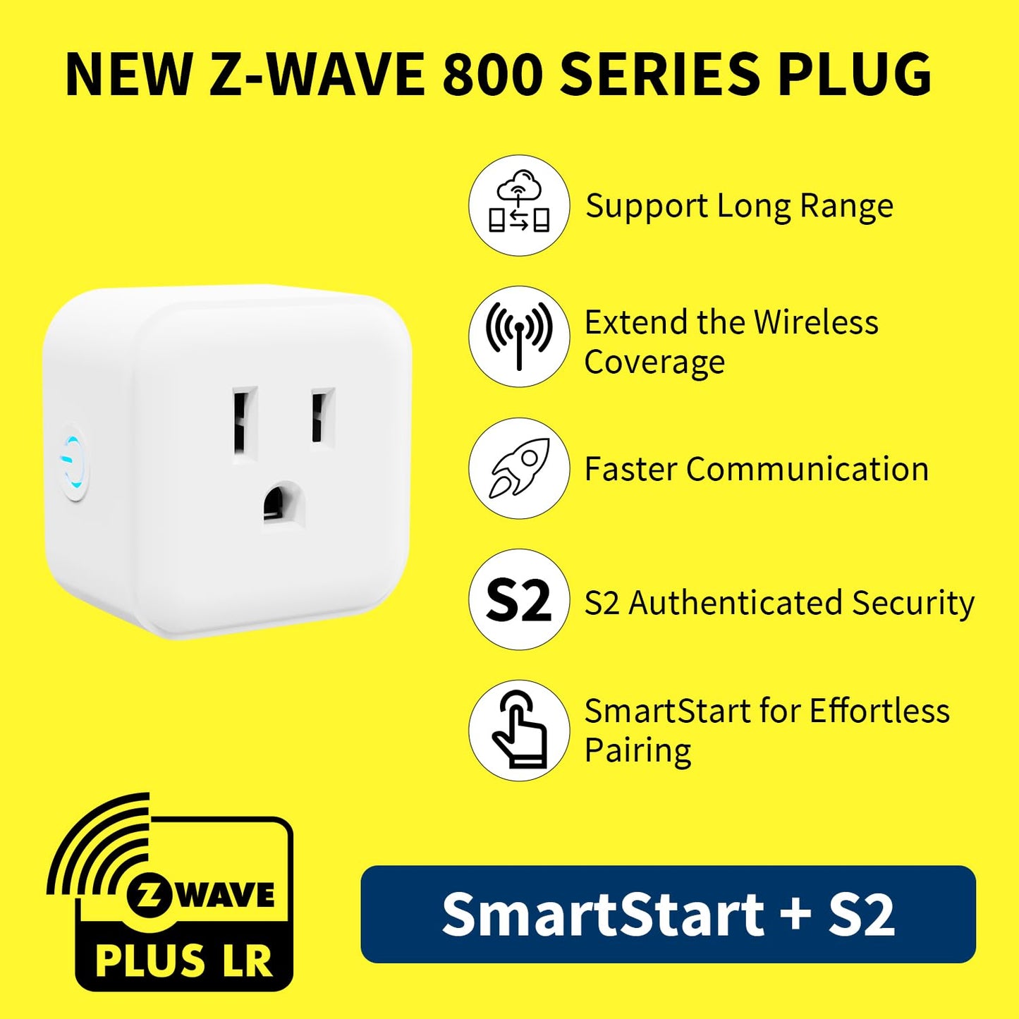 Minoston Smart Plug, 15A Mini Z-Wave 800 Series Plug-in Socket with Built-in Repeater andRange Extender, Z-Wave Hub Required, Compatible with SmartThings, Wink, FCC and ETLListed, MP21Z