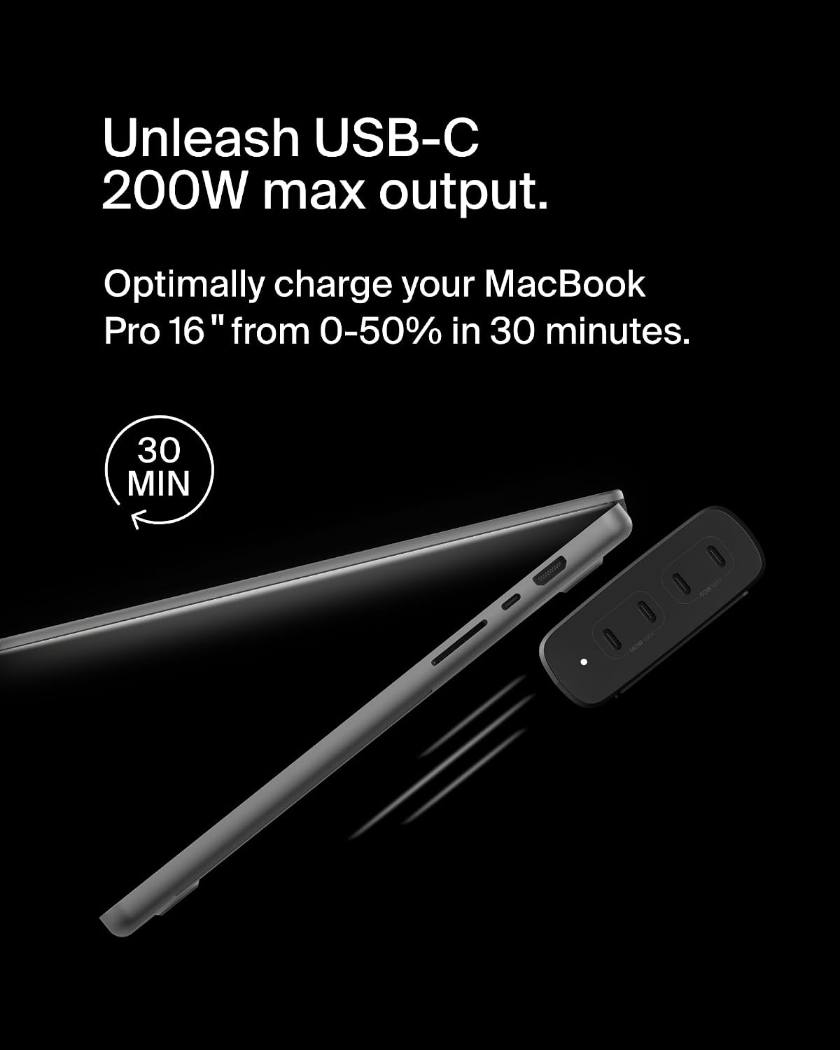 Belkin 200W 4-Port GaN USB C Charger Block, Fast Charging for MacBook | Multi-Port PD 3.1 Charger, 5ft Power Cord, iPhone 17, Air, iPad, Samsung Galaxy S26, Google Pixel 10
