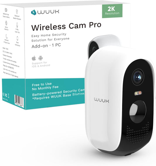 WUUK Add-on Security Camera Wireless Outdoor 2K, Requires Base Station