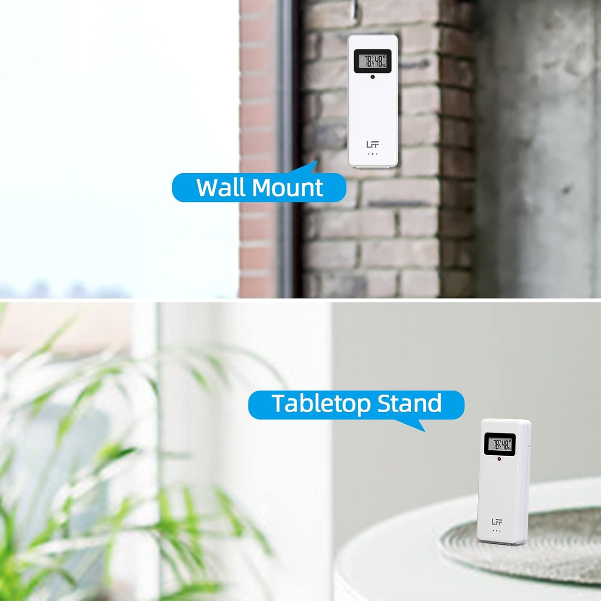 LFF Wireless Remote Sensor With Indoor Outdoor Temperature and Humidity, LCD Display for Weather Station, Atomic Clock - Updated Version
