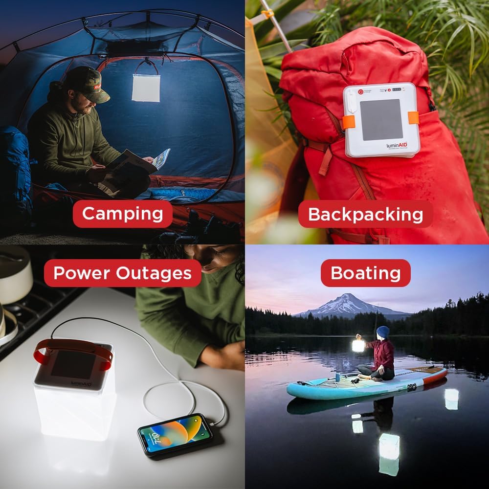 LuminAID Max 2-in-1 Inflatable Solar LED Camping Lantern & Phone Charger | 200 Lumens, Twist-to-Inflate Design, Waterproof, Camping, Hiking & Travel, Emergency Light for Power Outages, Hurricane