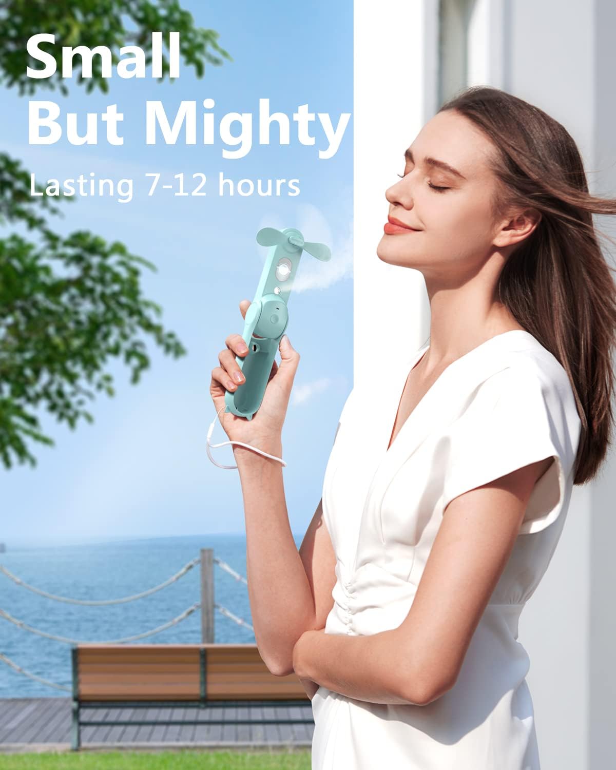 SWEETFULL Misting Fan Portable, Handheld Personal Mister Fans, Small Rechargeable, Mini Spray Water Mist Fans, Kids Women Portable Fan For Travel, Outdoors, Hiking, Camping Home Office (Blue)