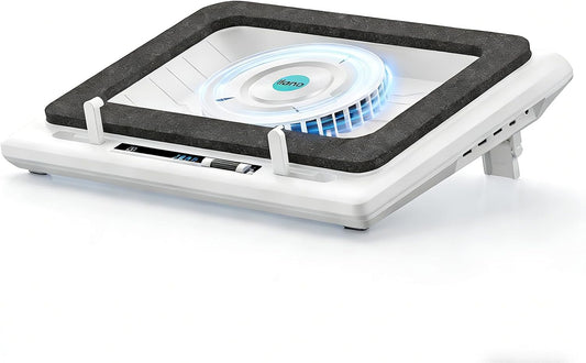 llano Laptop Cooling Pad, Gaming Laptop Cooler with Powerful Turbo Cooling Fan(5.5inch Diameter), Infinitely Variable Speed, Touch Control, Sealed Foam for Fast Cooling Laptop 15.6-21in (White)