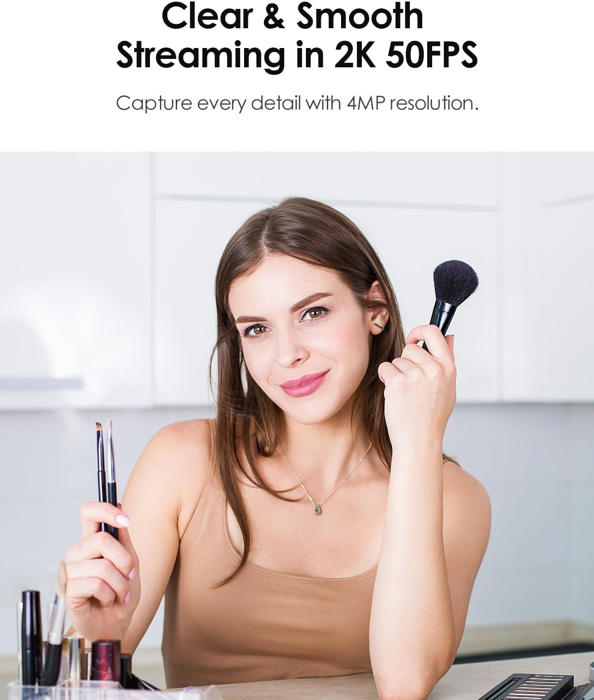 2K/60Fps Webcam, Streaming Camera with Fill RGB Lights, 1080P/60FPS Webcam, Autofocus, Dual Noise-Cancelling Microphones, Privacy Cover and Tripod for Computer, PC, Zoom
