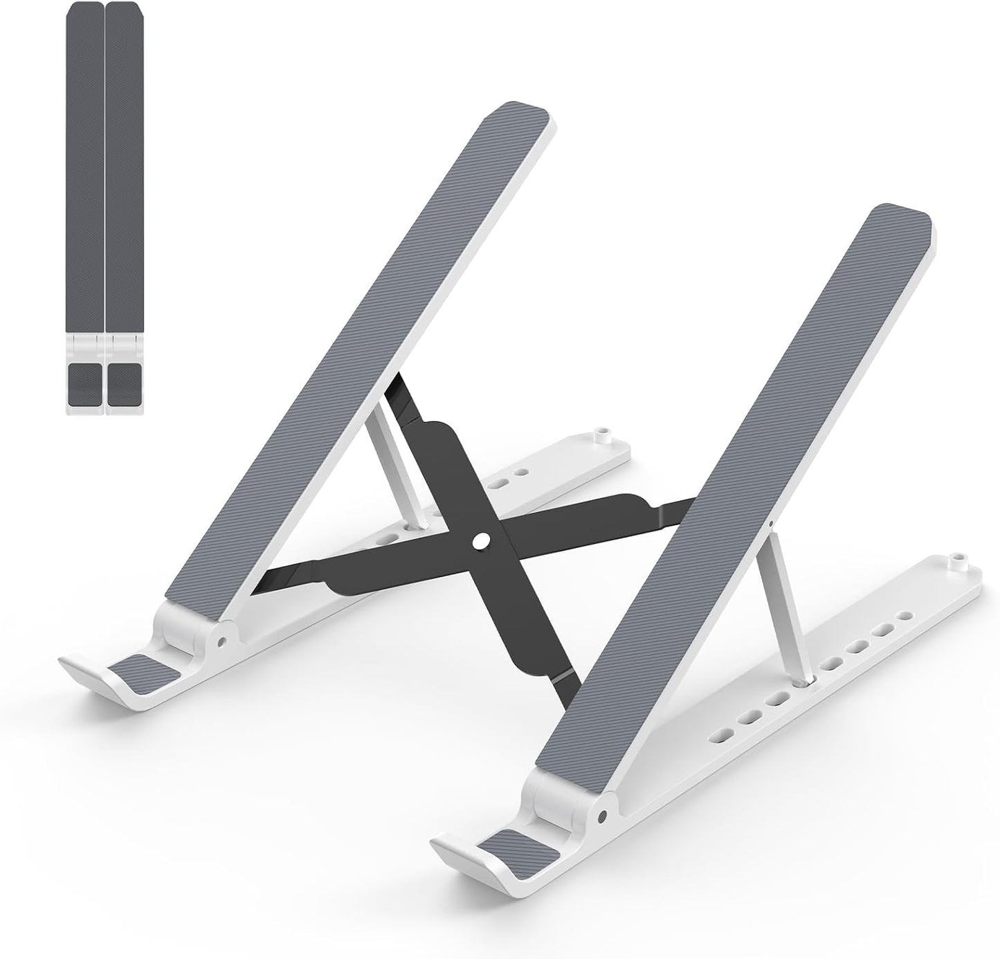 Tonmom Laptop Stand for Desk, Adjustable Laptop Riser, White | ABS+Silicone Foldable Portable Notebook Holder, Ventilated Cooling Notebook Mount Computer Stand for 10-15.6” Laptops,Tablets