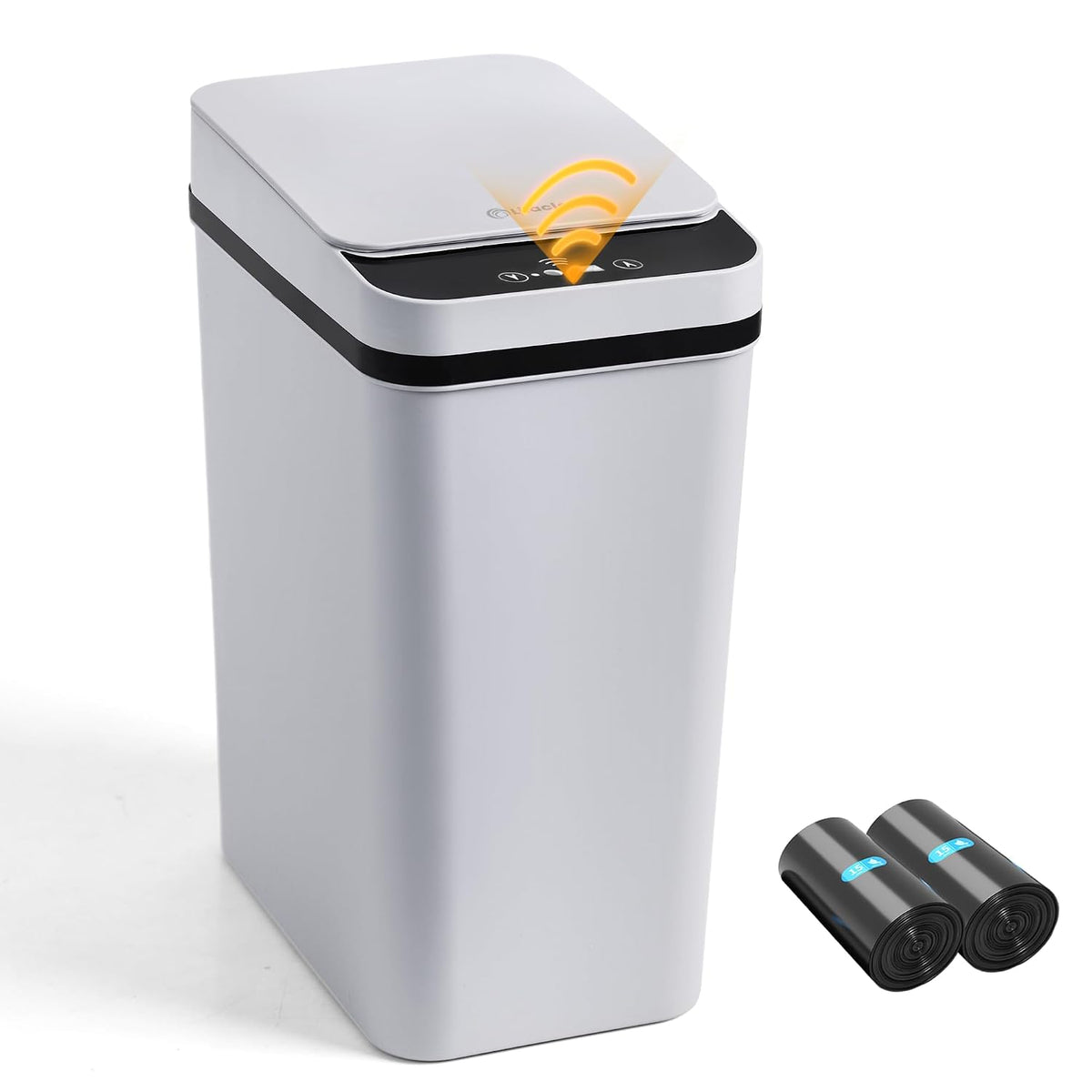 4 Gallon Bathroom Smart Touchless Trash Can for Kitchen Automatic Motion Sensor Rubbish Can with Lid Waterproof Narrow Small Garbage Bin for Kitchen, Toilet, Bedroom, RV(White,Battery)
