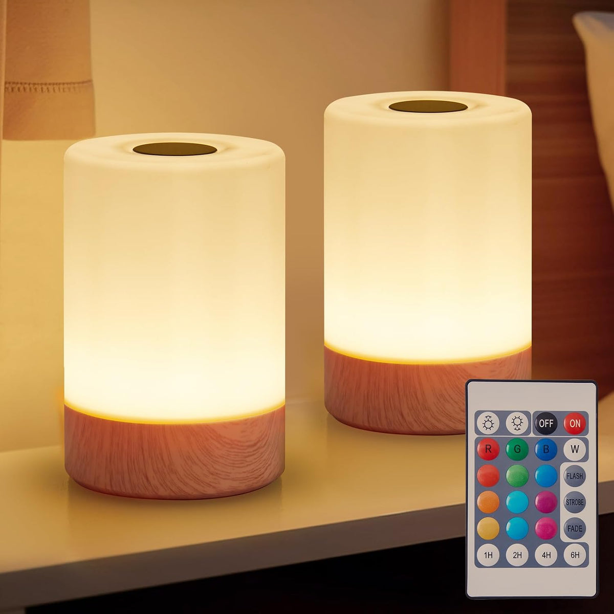 Table Lamp, Touch Bedside Night Light, Remote Control Dimmable Desk Lamp