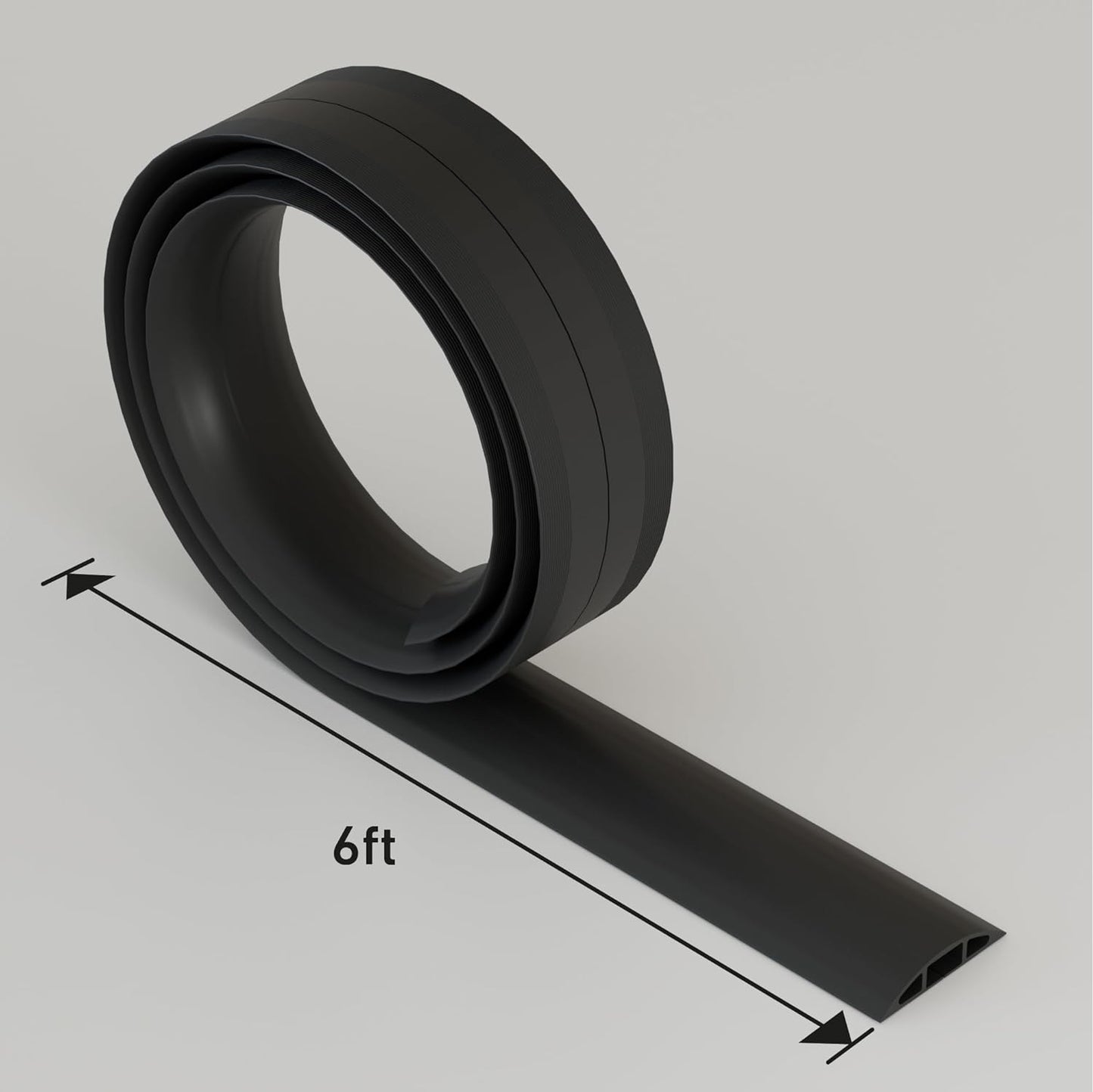 D-Line 6ft Floor Cord Cover, Cable Protector, Hide Extension Cords, Protect Cords, Prevent Cable Trips, Heavy Duty Cord Hider - Cable Cavity = 0.63" (W) x 0.31" (H) - Black