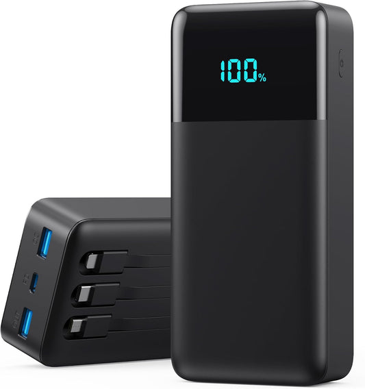 Portable Charger Power Bank 50800mAh,25W USB C Fast Charging Battery Pack with 3 Built in Cables & LED Display,6 Output 2 Input Travel Essentials Phone Charger for iPhone 17/16/15,Galaxy,Android etc