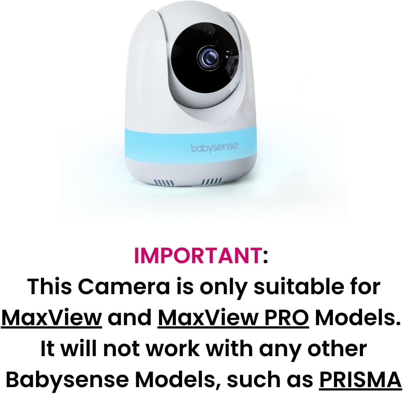 Babysense Add On Camera Video Baby Monitor MaxView, Remote Pan Tilt Zoom, Two-Way Talk-Back Audio, Long Range, Night Vision, RGB Night Light, Lullabies, Temperature Monitoring