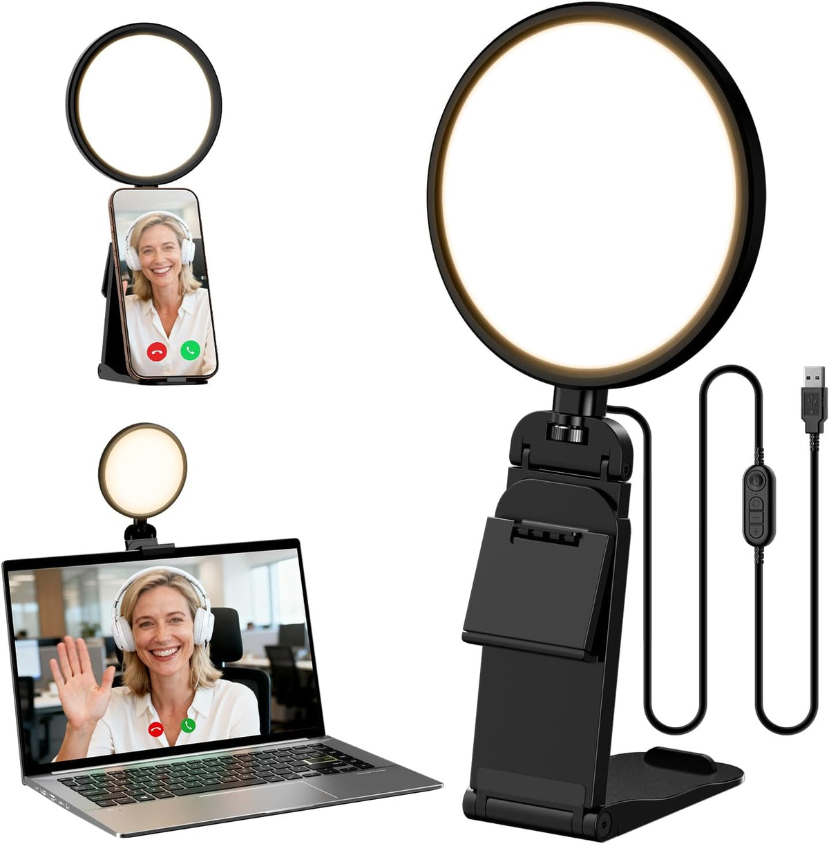 LitONES Ring Light for Computer, Eye-Care Lighting for Zoom Call, Streaming