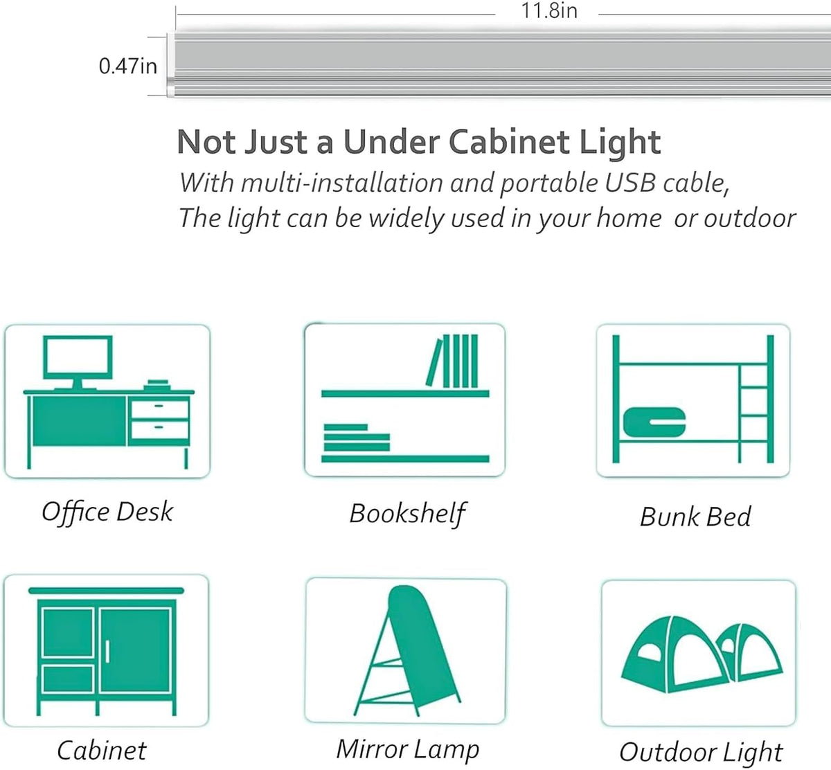 ASOKO Under Cabinet LED Light Bar 12" 3000K Warm Kitchen Lamp