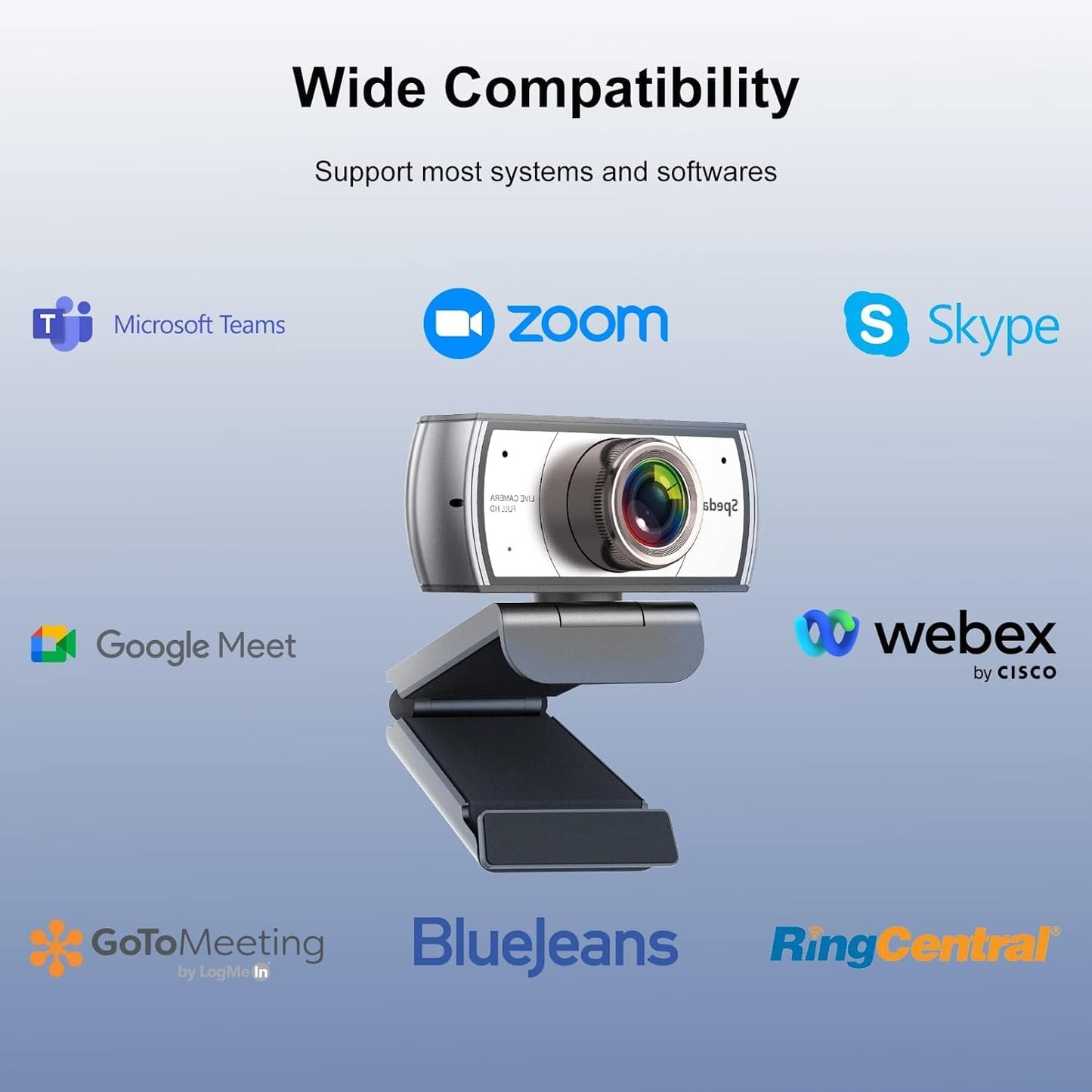 Wide Angle Webcam, 120 Degree Large View, Spedal 920 Pro Conference Camera | Full HD 1080P Video, Live Streaming Web Cam with Built-in Microphone, USB for Mac, PC, Laptop and Desktop