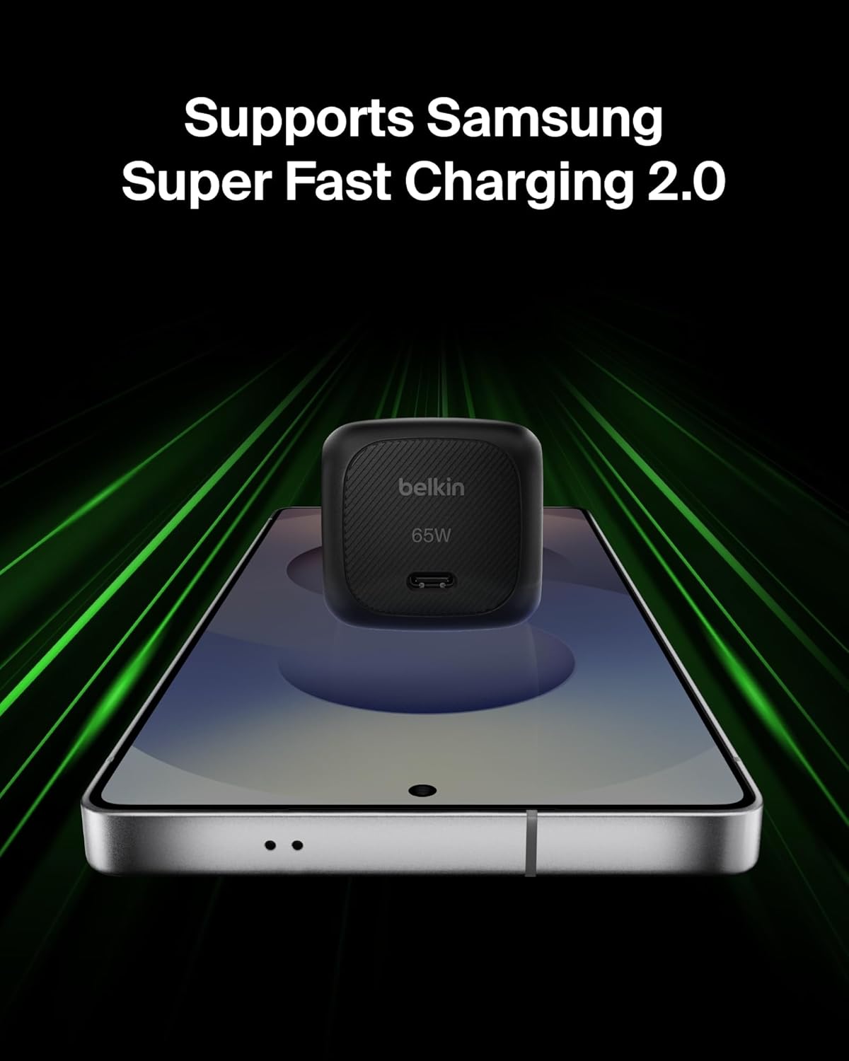 Belkin 65W Compact USB C Charger Block, Fast Charging for Travel | PD 3.1, PPS, Laptop Charger, MacBook, Chromebook, iPad, iPhone 17, Samsung Galaxy, Pixel, Nintendo Switch 2, Foldable Prongs
