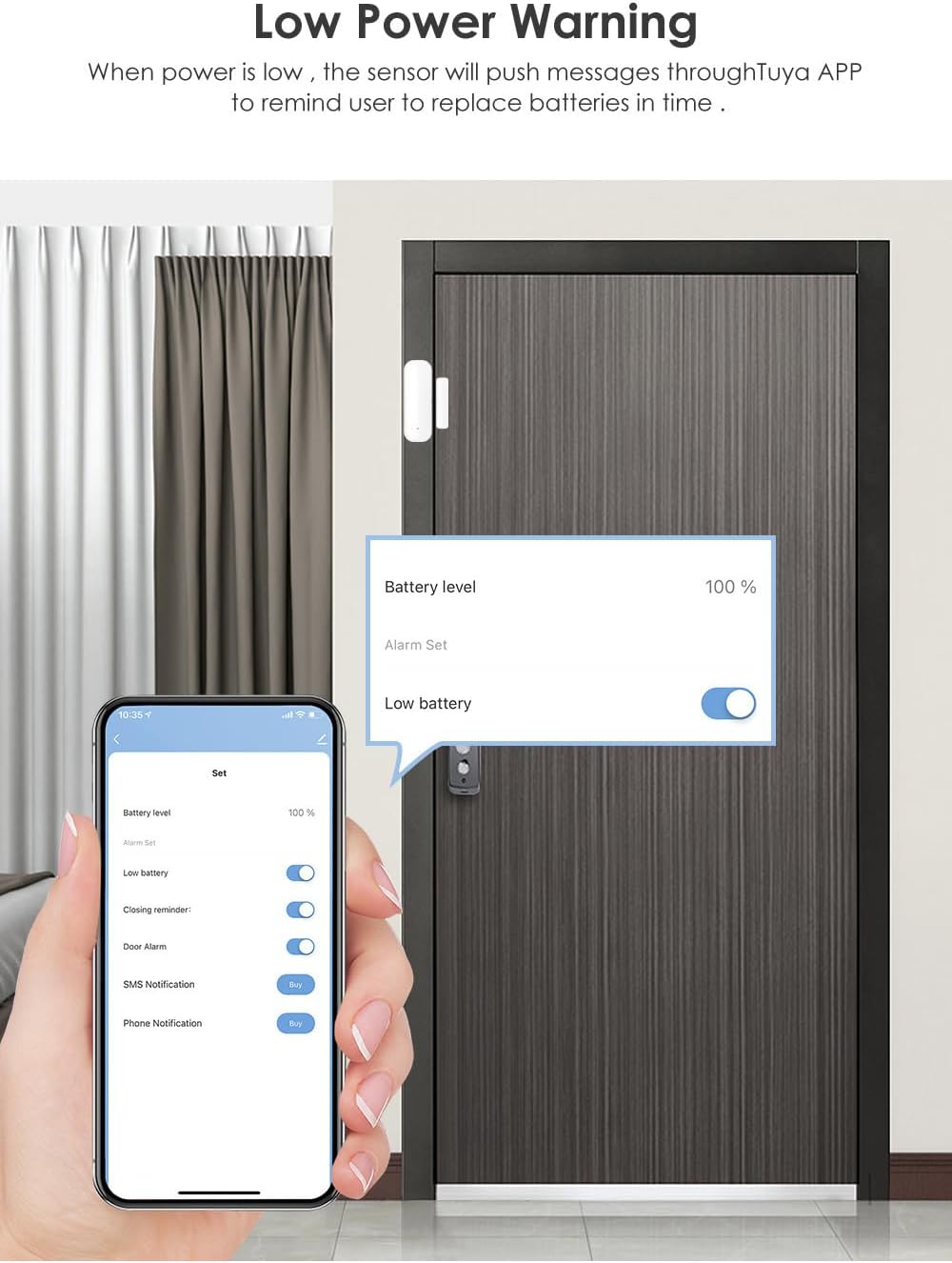 Mengshen 6 Pack WiFi Door Sensor Smart Window Door Alarm Door Open Detector | Wireless Magnetic Door Open Detector, APP Remote Notification, Compatible with Tuya Smart, Alexa, Google Assistant