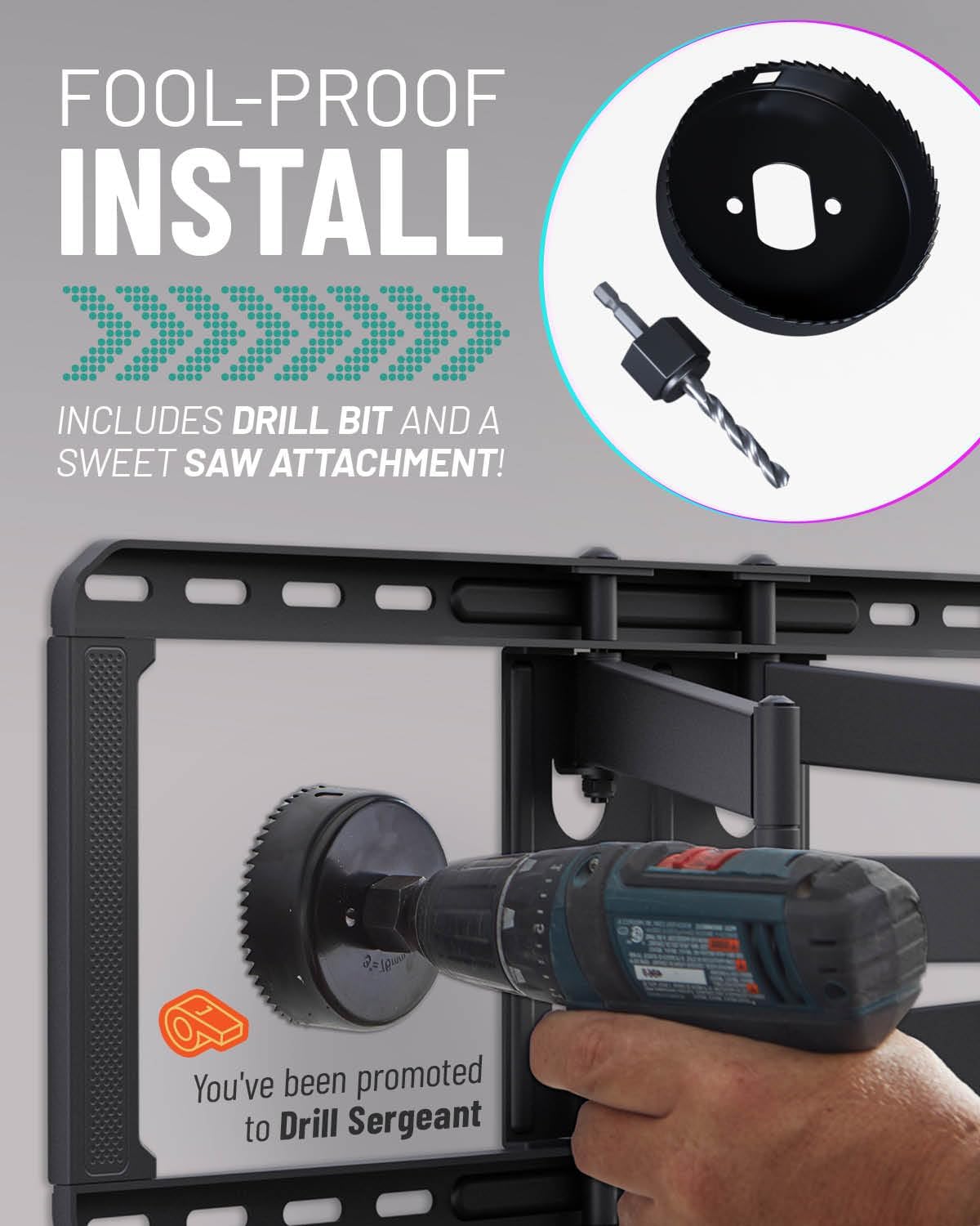 ECHOGEAR in-Wall Cable Management Kit for Power & Low Voltage Cords – Hide TV Wires Behind the Wall – Includes 3.75” Diameter x 3.25” Depth Modules, 6ft Extension Cord, Drywall Hole Saw Attachment