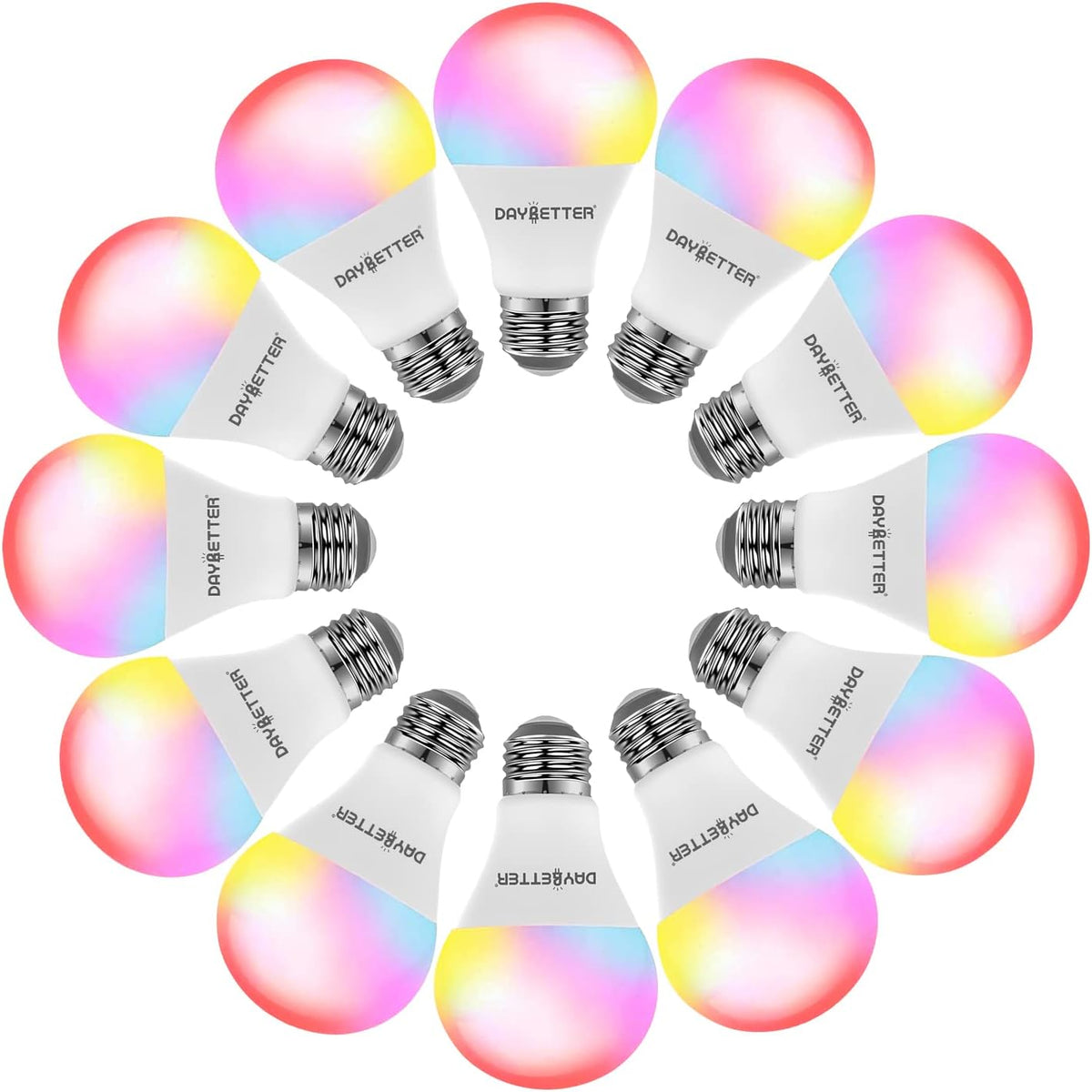 DAYBETTER Smart Light Bulbs, RGBCW Wi-Fi Color Changing Led Bulbs Compatible with Alexa & Google Home Assistant, A19 E26 9W 800LM Multicolor Bulb, No Hub Required, 6 Pack