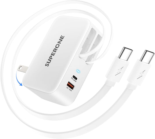 SUPERONE 4 in 1 Retractable Wall Charger with Dual USB C Cables