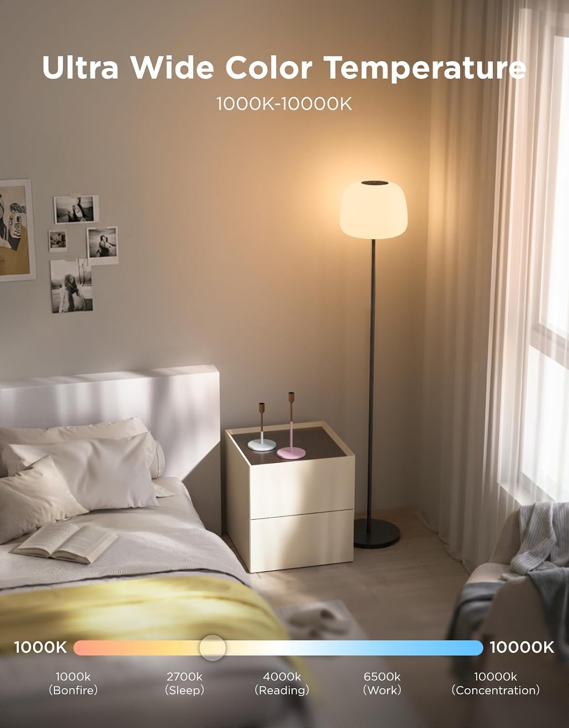 Govee Lantern Floor Lamp, Halo Gradient RGBIC Smart Corner Lamp for Bedroom | LuminBlend+, 1000K-10000K, Matter Compatible, 100+ Scene Modes, Music Sync, 1400lm, Modern Floor Lamps for Living Room, Black