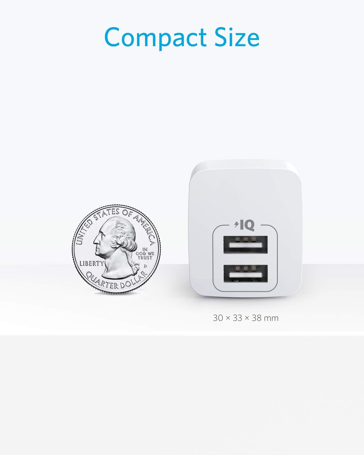 Anker 2-Pack Dual Port 12W USB A Charger Block with Foldable Plug, Charging Box Brick, Cube for iPhone 16 15 14 13 12 Pro Max, Galaxy S22 S21 Note 20