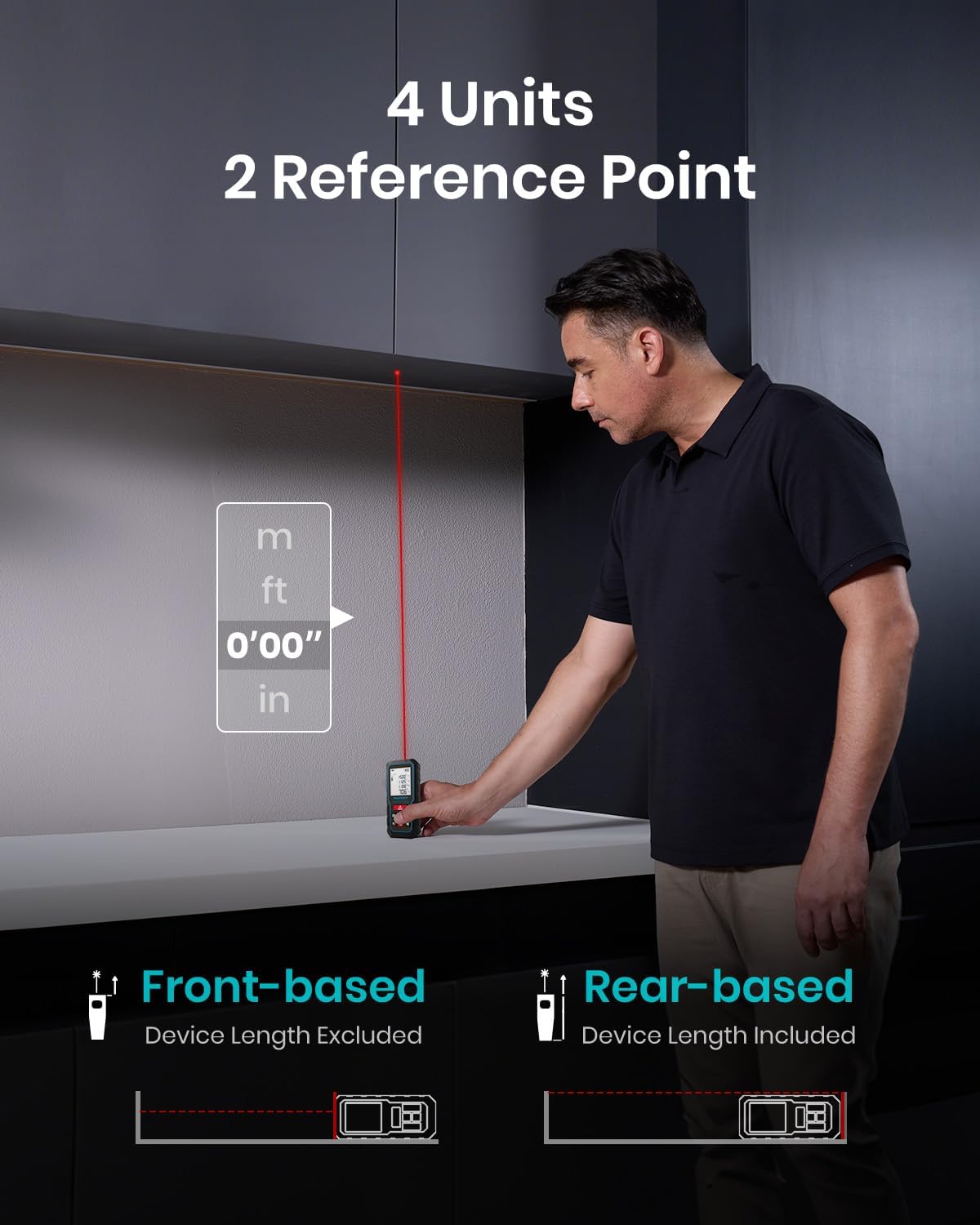 MILESEEY Laser Measure, 229ft Laser Measuring Tool with Angle Sensor | 2mm Accuracy, Distance/Area/Volume/Pythagorean Measurement, 2" LCD Backlit, Ft/In/Ft+In/M Unit Switching, Battery Included