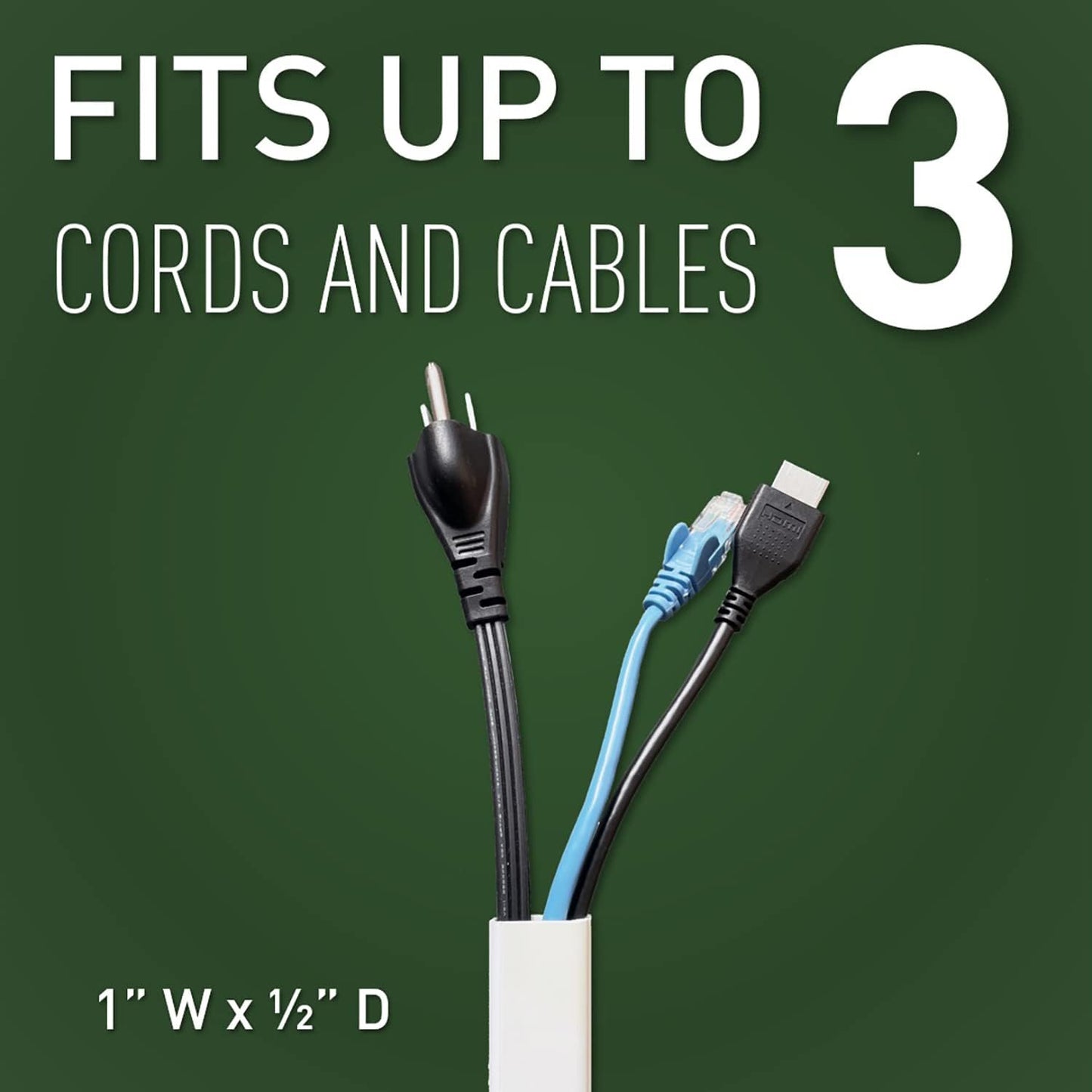 Legrand Wiremold Cordmate II 120 Inch 12 Piece Cord Cover Kit White | Cord Hider, On Wall, Self Adhesive, Hide up to 3 Cords, Cut to Size, Customizable, Cable Concealer