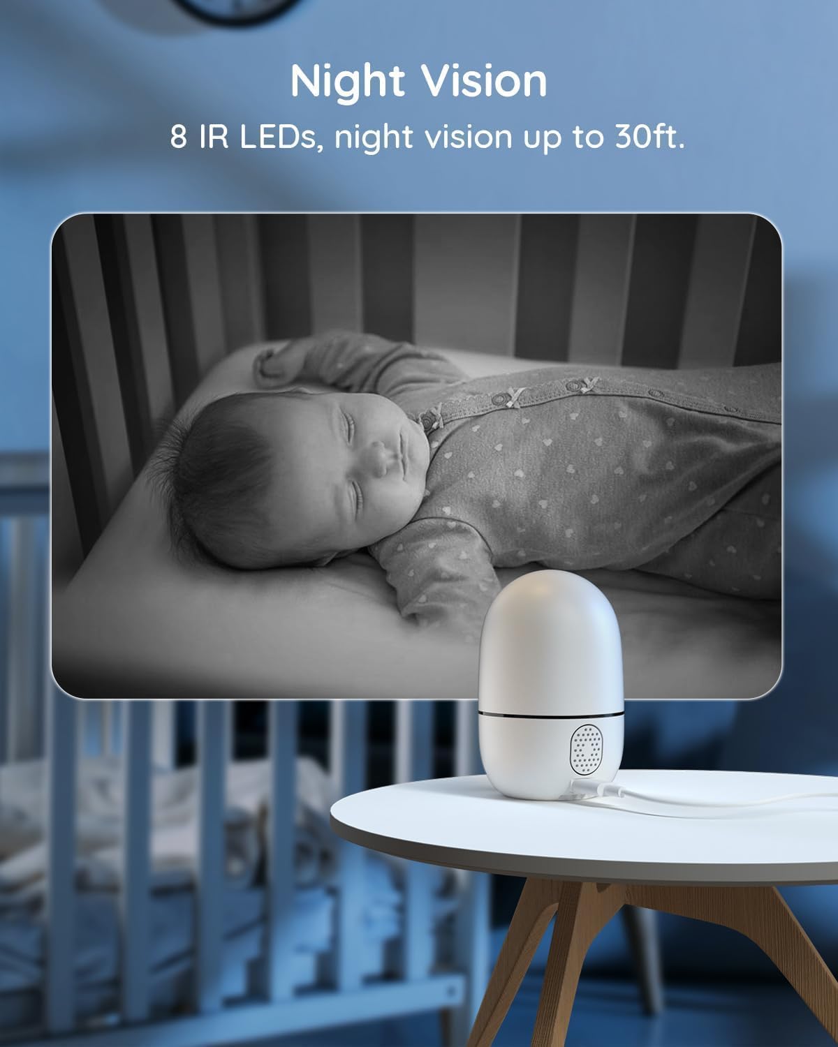 VIRTAVO XD1 Indoor Security WiFi Camera, No Subscription Required, Dual-Lens 360° PTZ Baby Monitor & Pet Cam, Motion Tracking, 2-Way Audio, Night Vision,Optional Cloud/SD Storage, Phone App, Wired