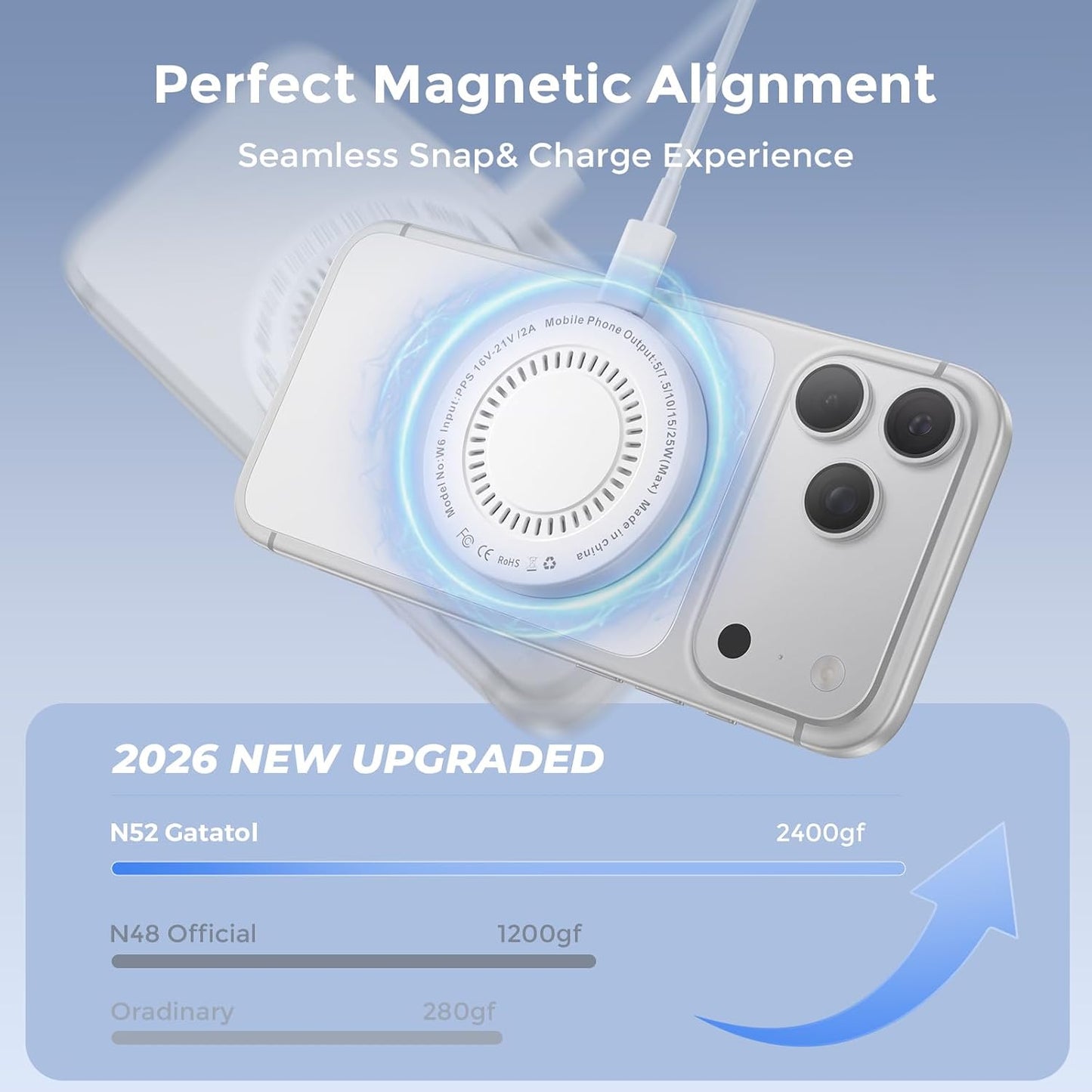 MagSafe Charger 25W Magnetic Wireless Charger Charging Pad with 30W Adapter | 30W USB C adapter and 4.2FT Type C cable, compatible with iPhone 17/16/15/14/13/12 Series and AirPods 4/3/2/Pro