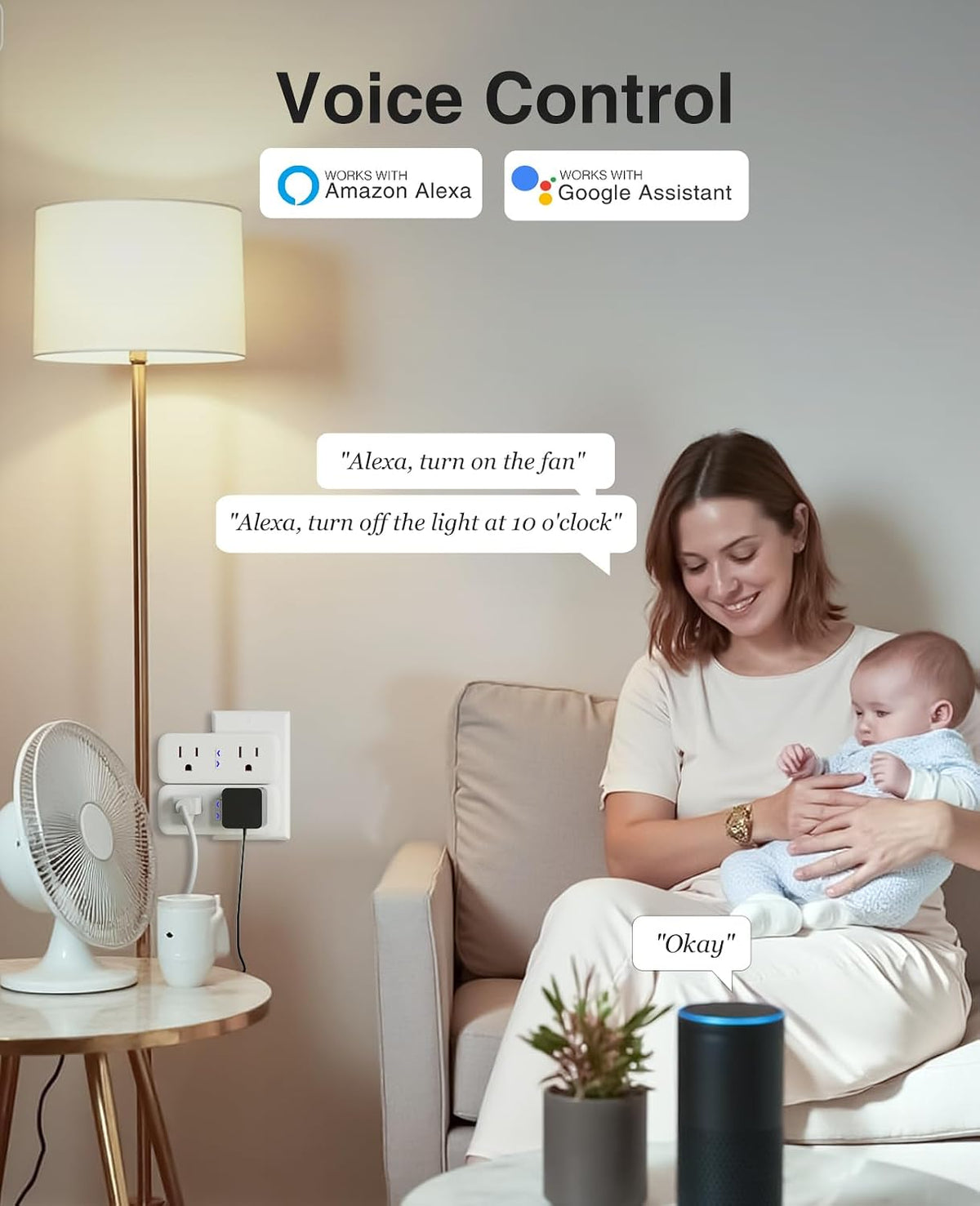 Dual Smart Plug 15A, GHome Smart Plugs Work with Alexa and Google Home, 2-in-1 Compact Smart Outlet Timer with APP Remote Control, 2.4GHz Wi-Fi Only, No Hub Required, FCC Listed, 2 Pack