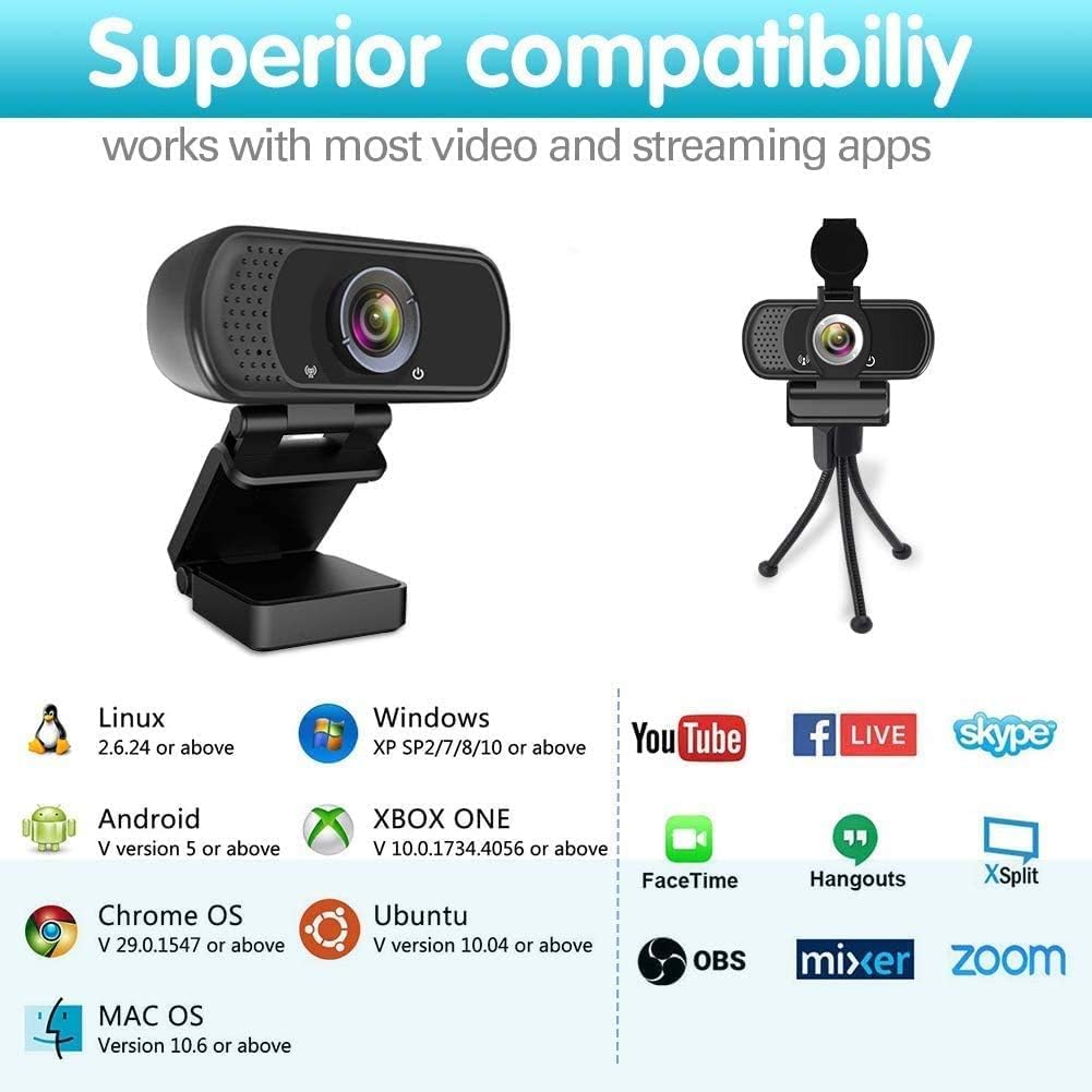 ZIQIAN 1080P HD Webcam with Microphone, 110° FOV, USB Streaming Camera | Plug & Play, PC Webcam with Cover & Tripod, Computer Camera for Laptop & Mac. Works with Zoom, Teams, Twitch for gaming