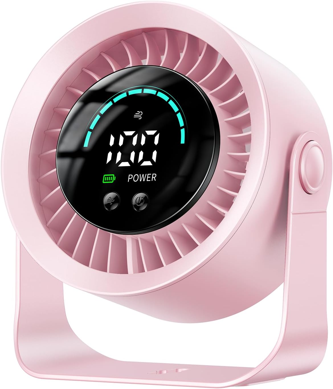 DIGIX Portable Desk Fan, 100 Speeds, 360° Rotation, USB Rechargeable | Quiet LED Display Table Fan with Wall Mount Design. Small Personal Cooling Fans for Home, Bedroom, Office & Travel, Pink
