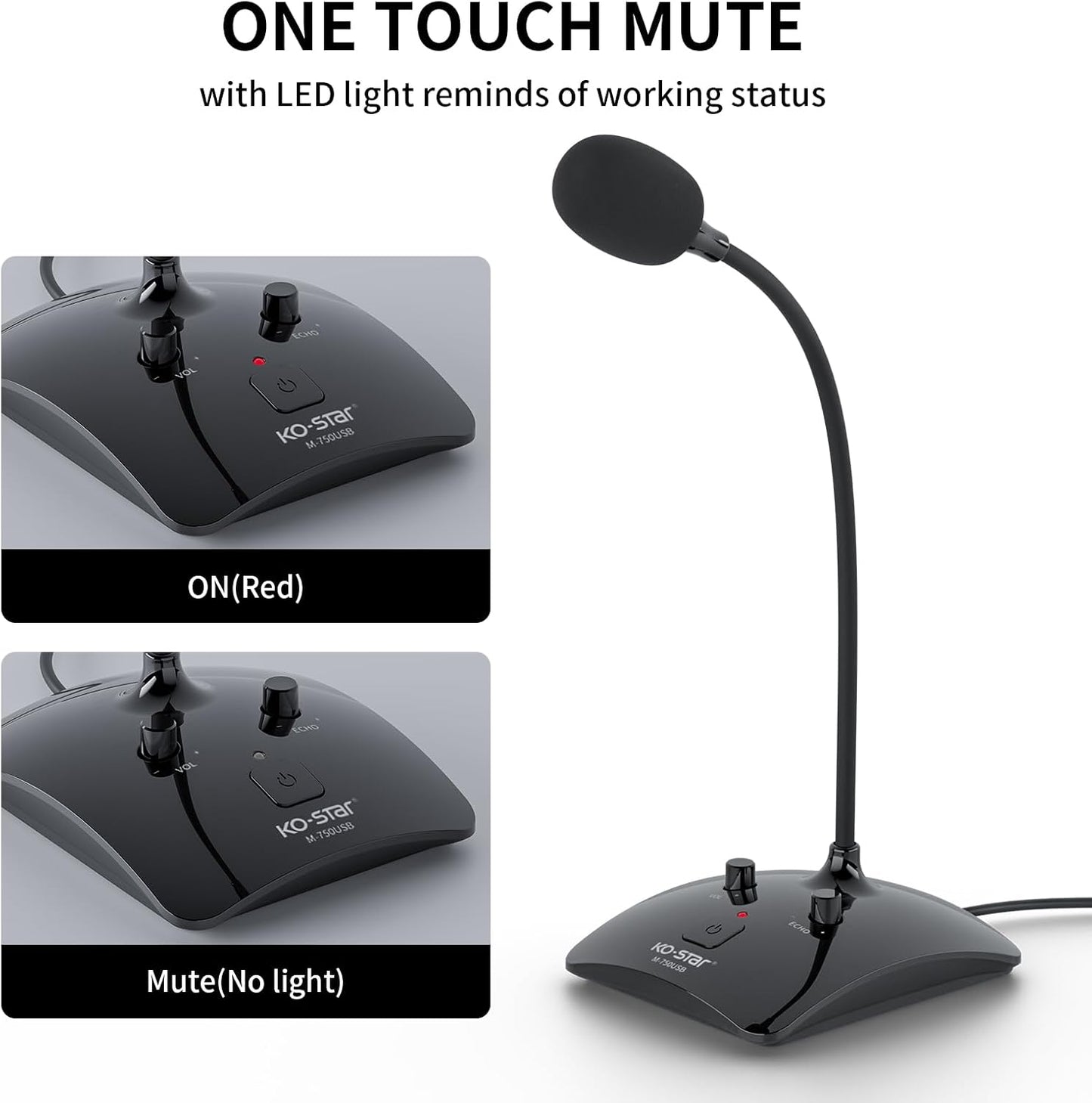 USB Gooseneck Conference Microphone, Flexible 360° Omnidirectional Desktop Mic with Noise-Canceling, Mute Button & Volume Control, Plug & Play for Meeting, Streaming, Podcast, PC/Mac/Laptop