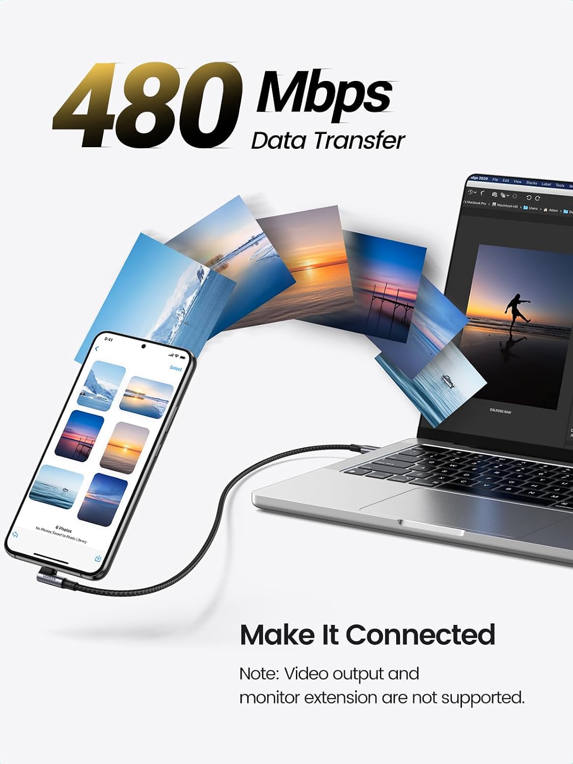 UGREEN 100W Right Angle USB C Cable, Fast Charging Cable, 10ft