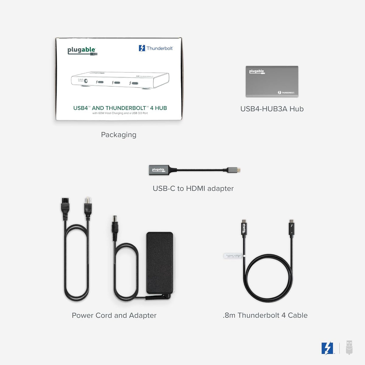 Plugable 5-in-1 Thunderbolt 4 Hub, 4K HDMI Adapter Included