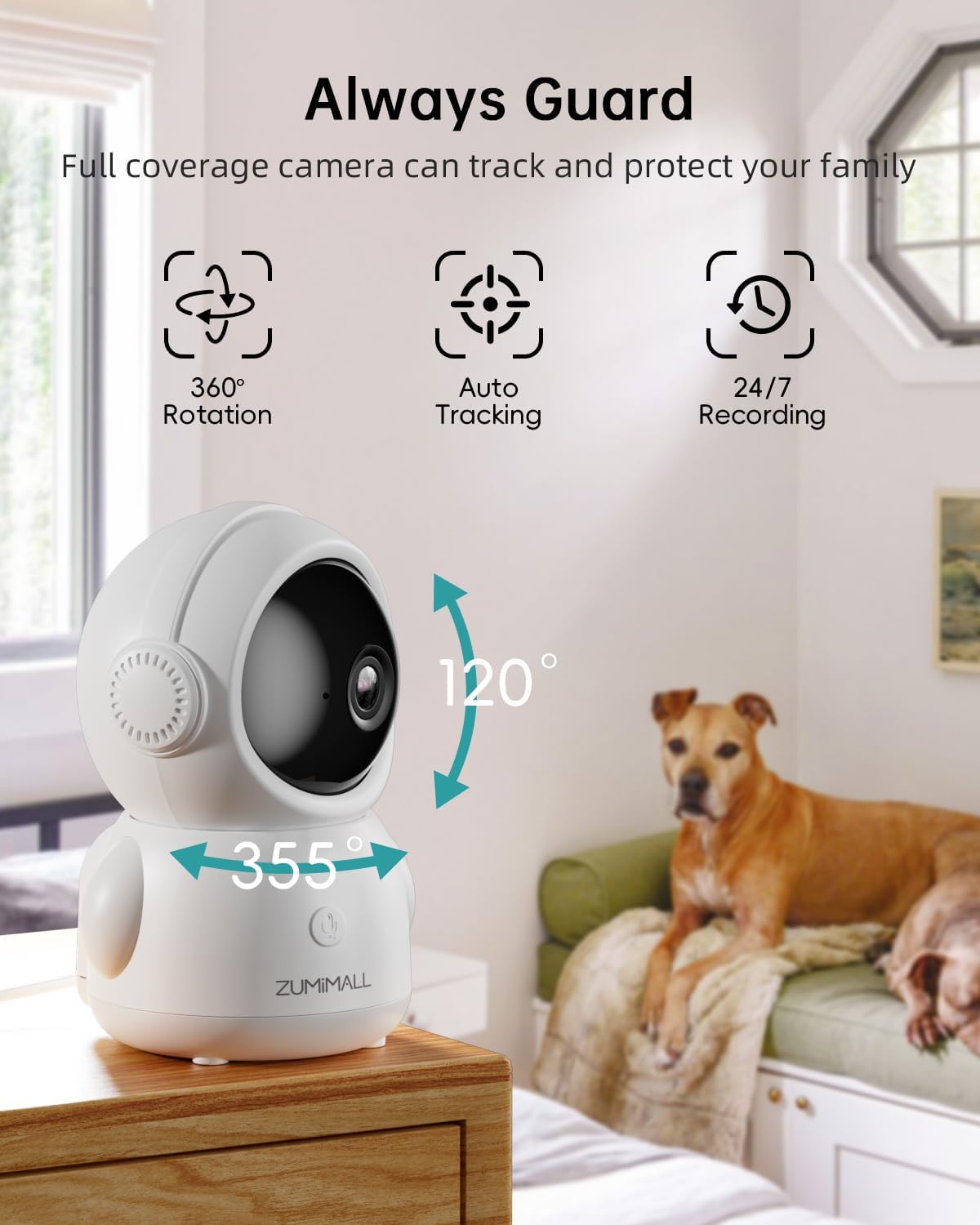 ZUMIMALL 2K Indoor Security Camera for Baby Monitor 5G/2.4G WiFi Pan-Tilt