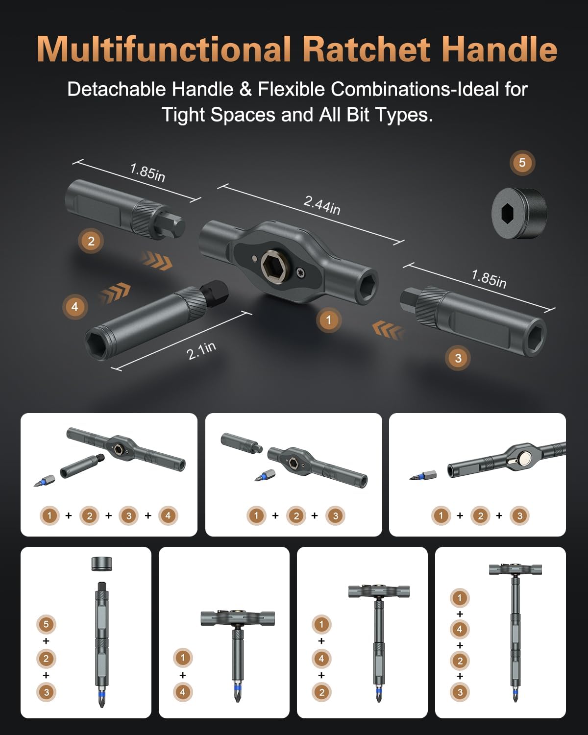 74 in 1 Magnetic Screwdriver Set, Multi Bit Ratchet Screwdriver Set with Detachable Handle, Repair Tool Kit for Furniture, Precision Electrical Appliance, Bicycle, Ring Doorbell, DIY, Watch