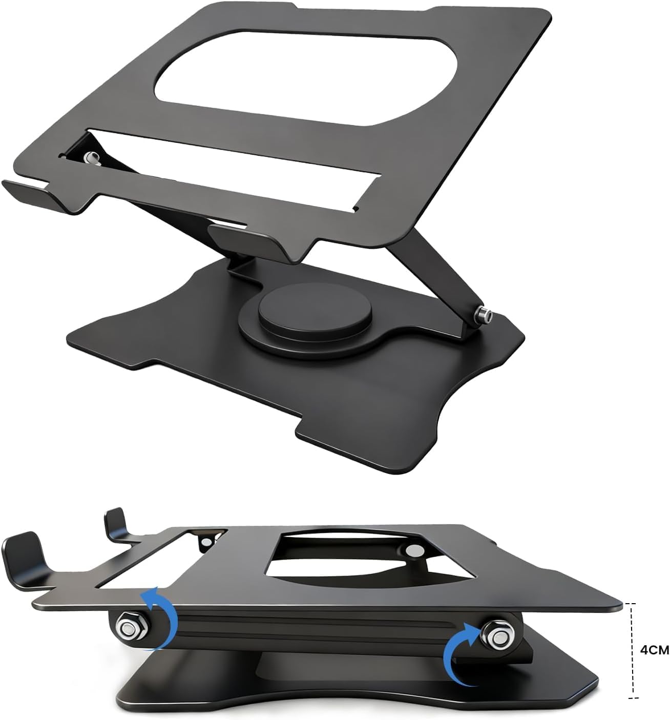 Foldable Ventilated Cooling Laptop Stand, Ergonomic Adjustable Laptop Riser for Desk, Height Adjustable Notebook Holder Compatible with 10–17.3 Inch Laptops