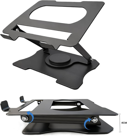 Foldable Ventilated Cooling Laptop Stand, Ergonomic Adjustable Laptop Riser for Desk, Height Adjustable Notebook Holder Compatible with 10–17.3 Inch Laptops