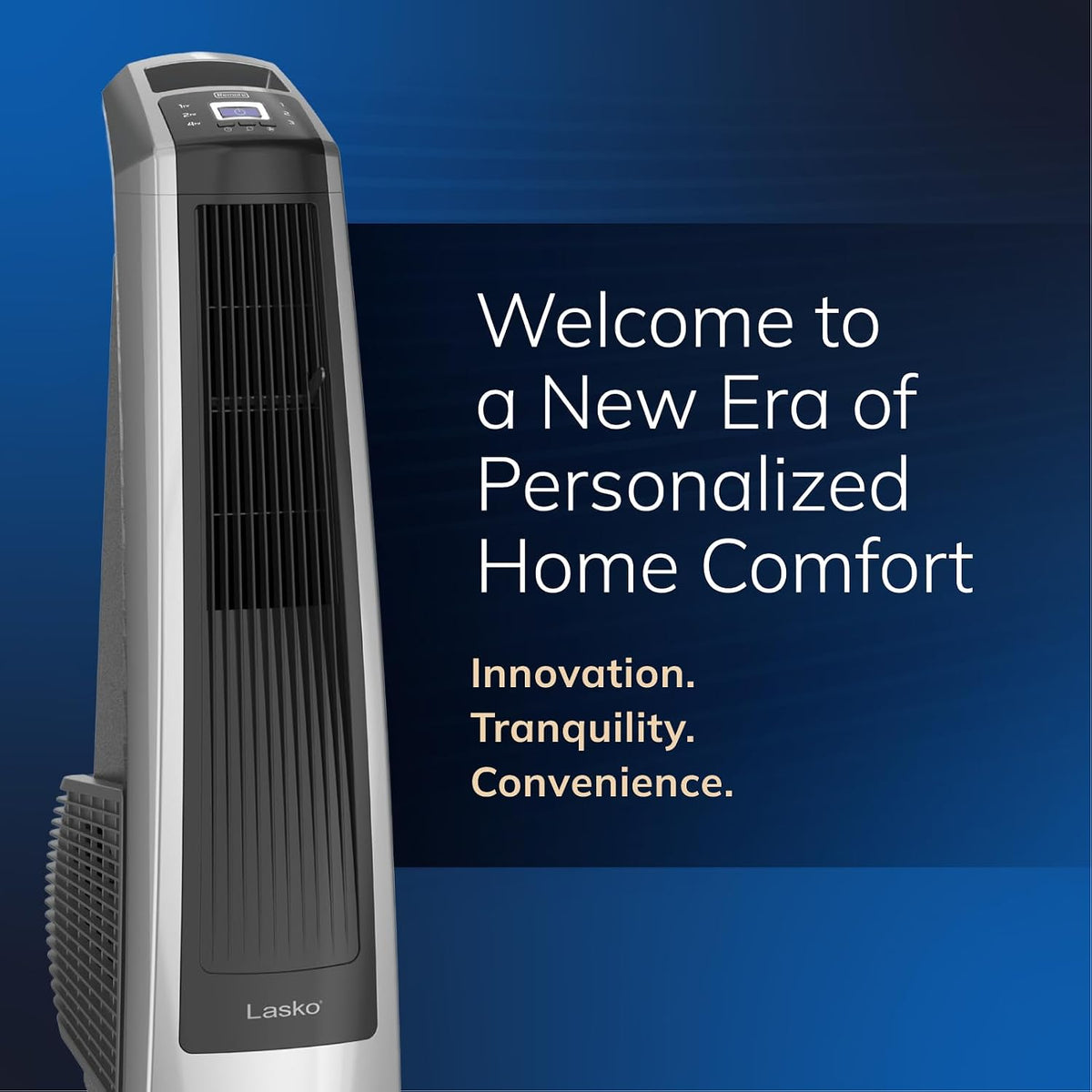 Lasko High Velocity Oscillating Tower Fan - 35" - U35115 - Silver/Black | Remote Control, Quiet Standing Fan for Bedroom, Office, and Home, 3 Speeds, Powerful Cooling Air