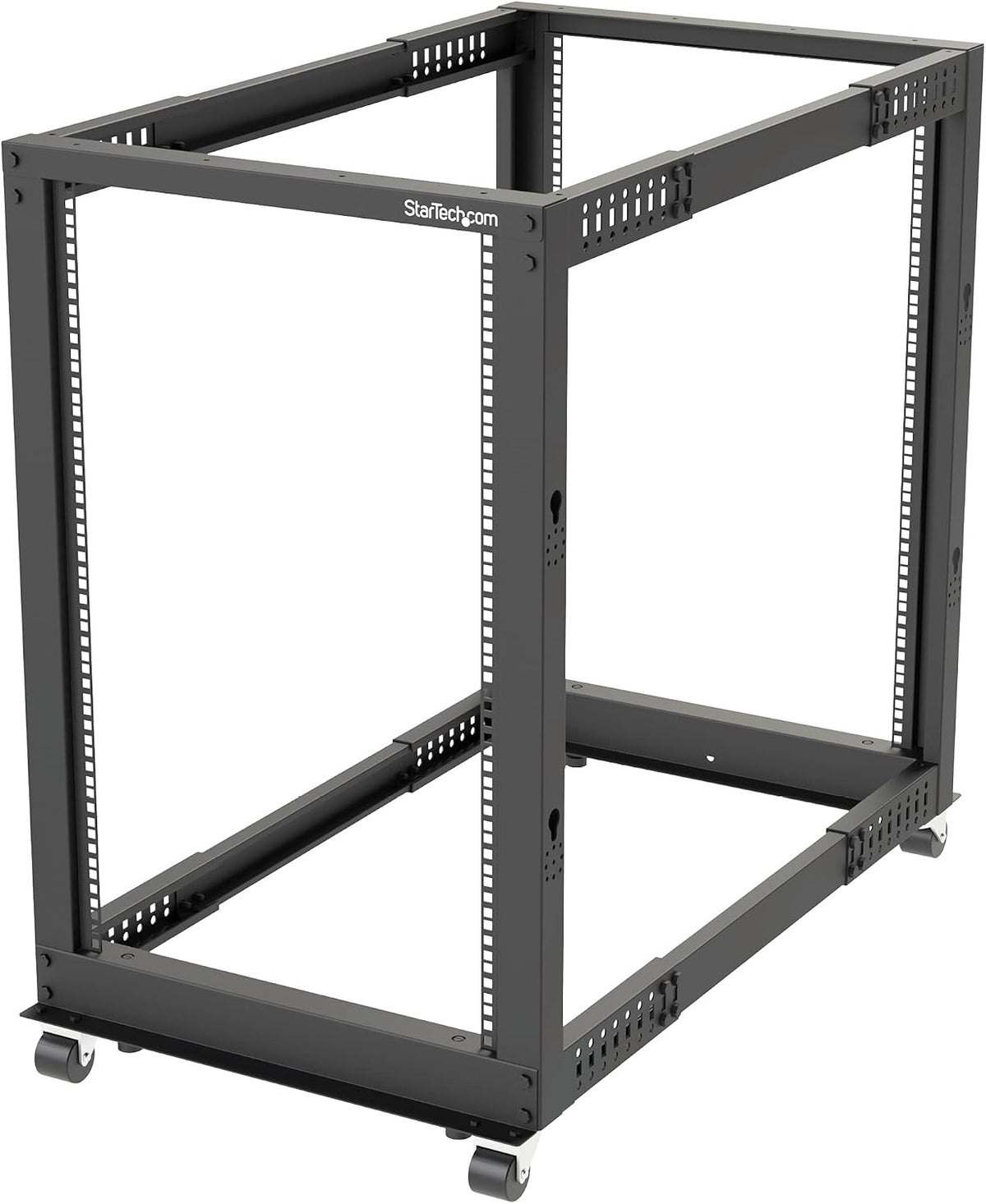 StarTech 18U 4-Post Server Rack, 19in Open Frame Rack with 40in (101cm) Mounting Depth and 1200lb (544kg) Weight Capacity, Mobile or Floor Mount IT Rack