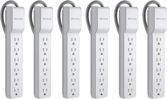 Belkin 6-Outlet Surge Protector Power Strip, 720J, 6ft, Rotating Plug, 6-Pk