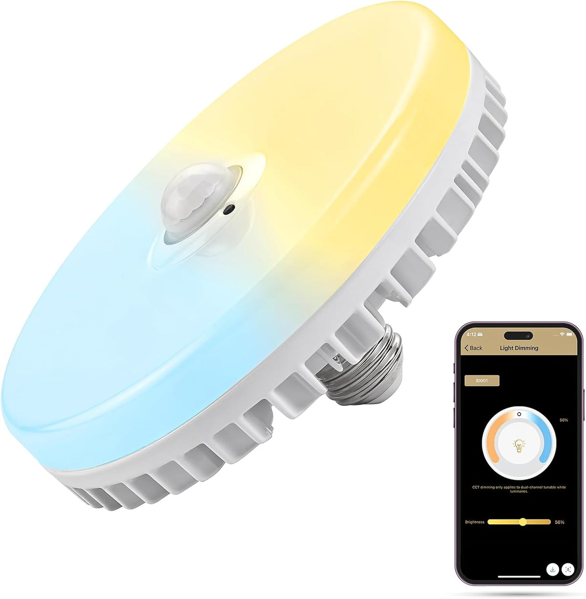LED Garage Lights, Screw in E26 Smart Light Bulbs 120-277V 1900LM