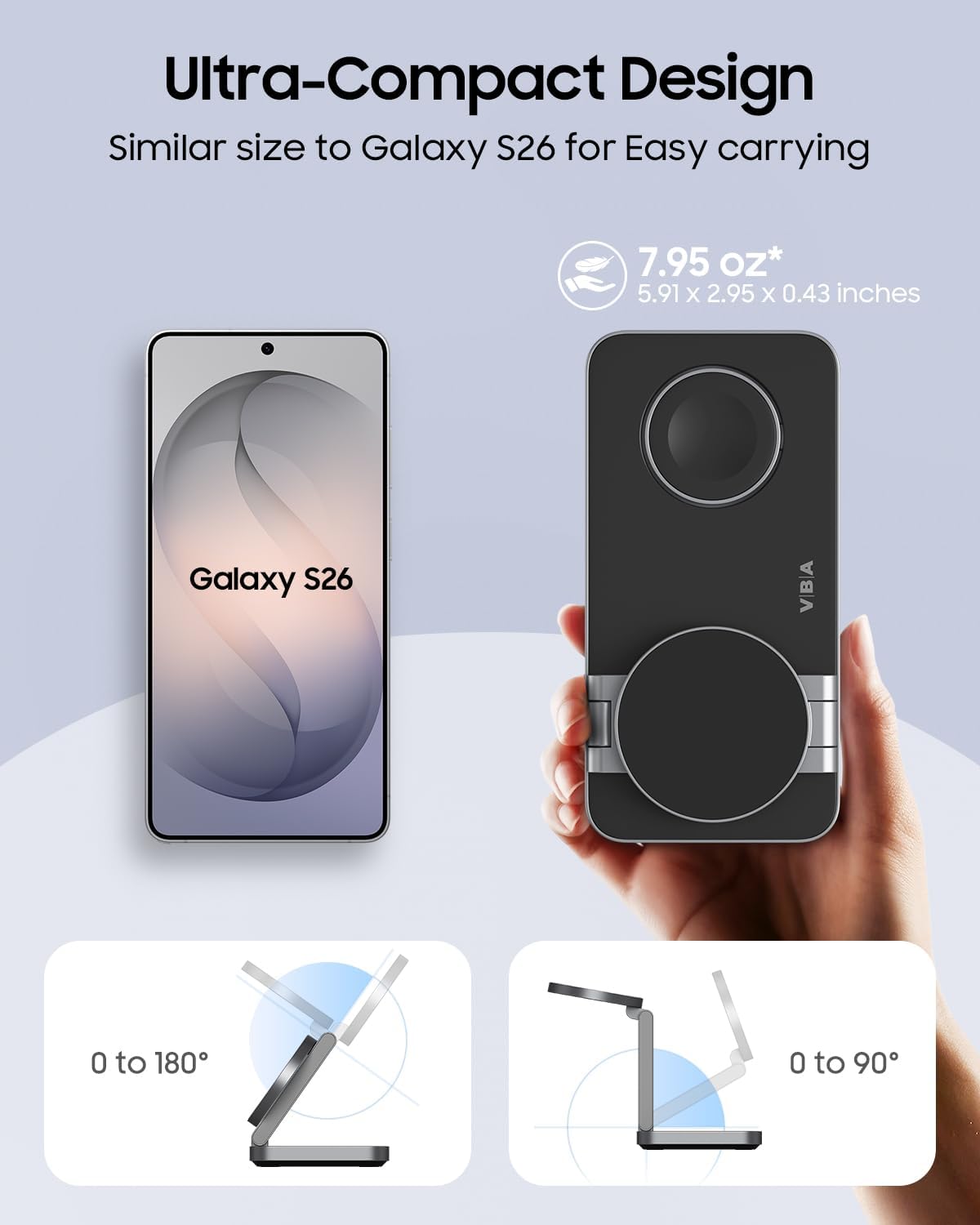 3 in 1 Foldable Magnetic Wireless Charging Station for Samsung, Wireless Charger Stand for Galaxy S26 Ultra S25/S24 /Note 20/Flip 7/Fold 7, for Galaxy Watch Ultra/8/7/6,Galaxy Buds 3/3 Pro