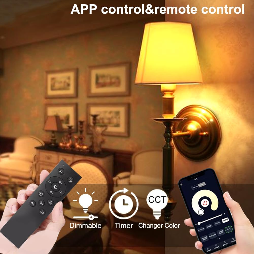 GRV E26 A60 9W Smart LED Light Bulb with a 2.4GHz Remote Control,Color Changing Led Bulbs,Stepless Dimmable 2700K-6500K,60W Incandescent Lamp Equivalent,800Lumens,Home Decor,1 Bulb & 1 Remote