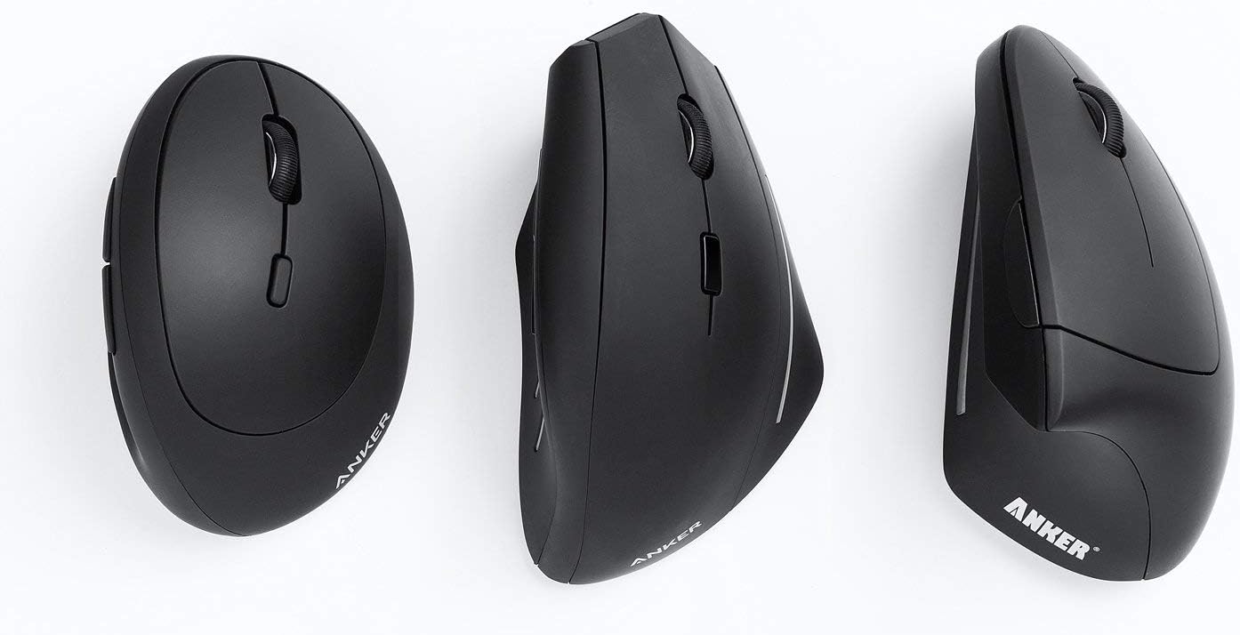 Anker Ergonomic Optical USB Wired Vertical Mouse 1000/1600 DPI, 5 Buttons CE100 (Renewed)