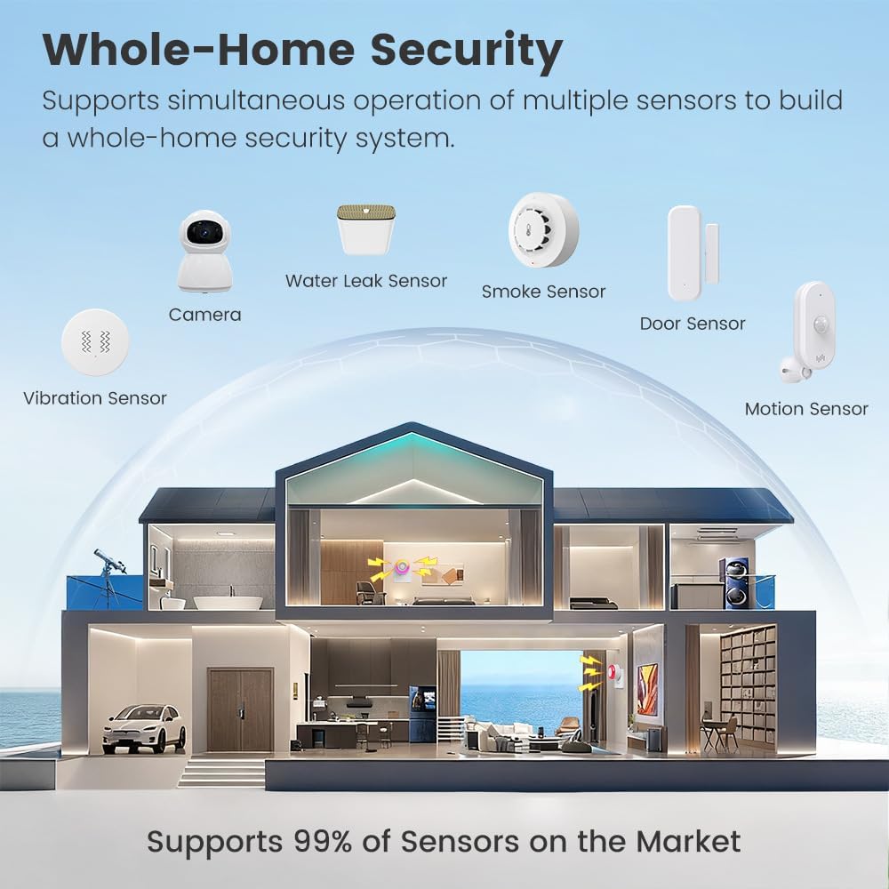 WiFi Smart Siren Alarm with Voice Prompt, Works with Tuya Smart Sensors, 105dB Voice Alert & Strobe Light for Home Security Siren